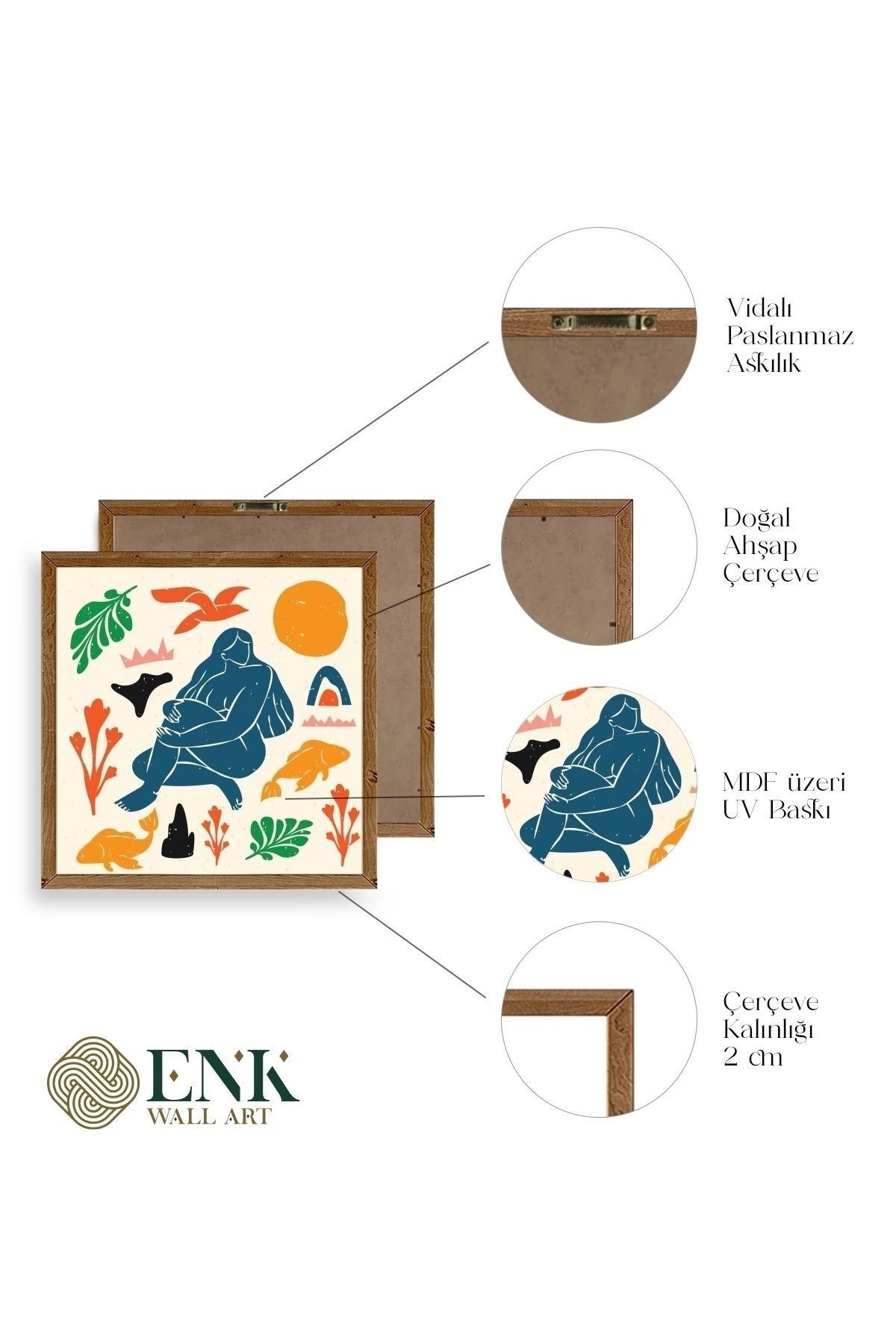 Kadın Ahşap Çerçeveli Tablo 50 x 50