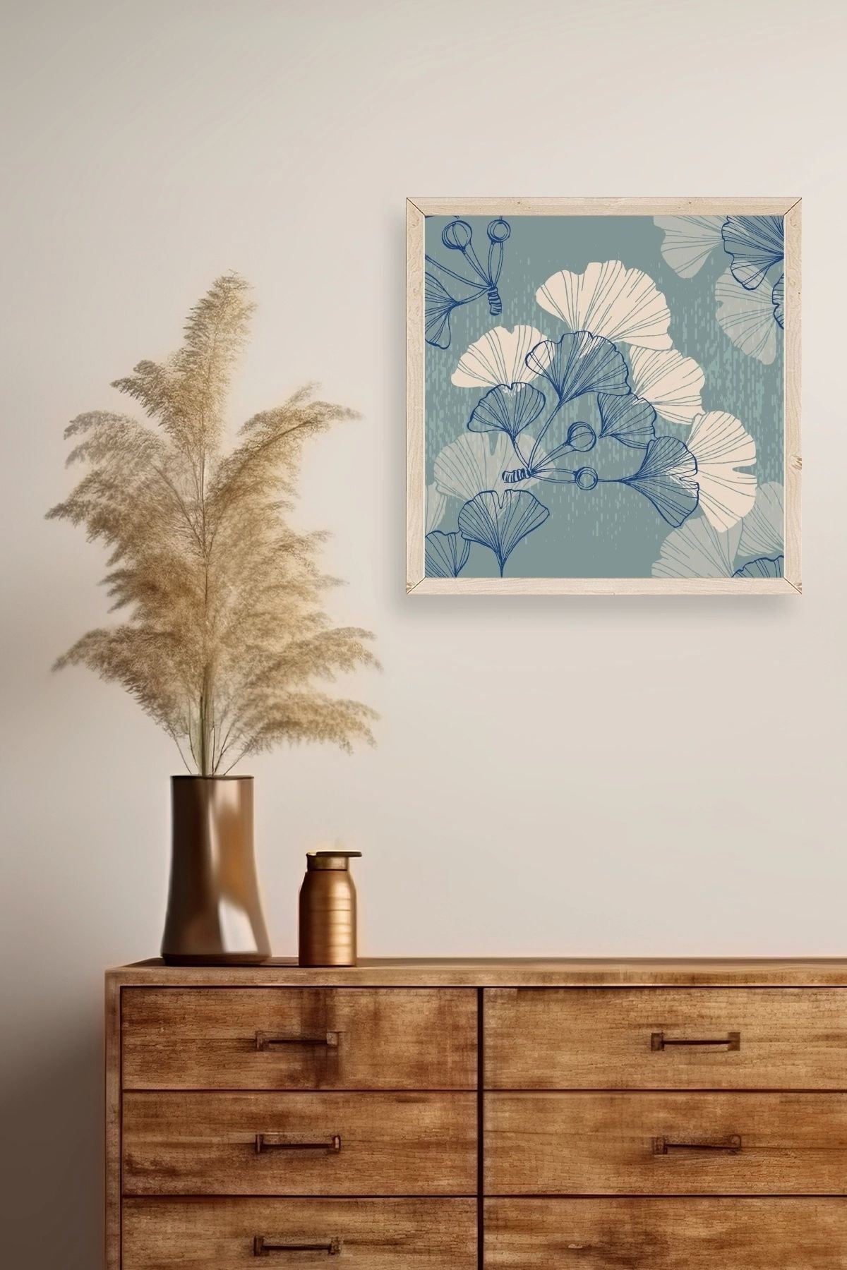 Çiçek Ahşap Çerçeveli Tablo 23 x 23