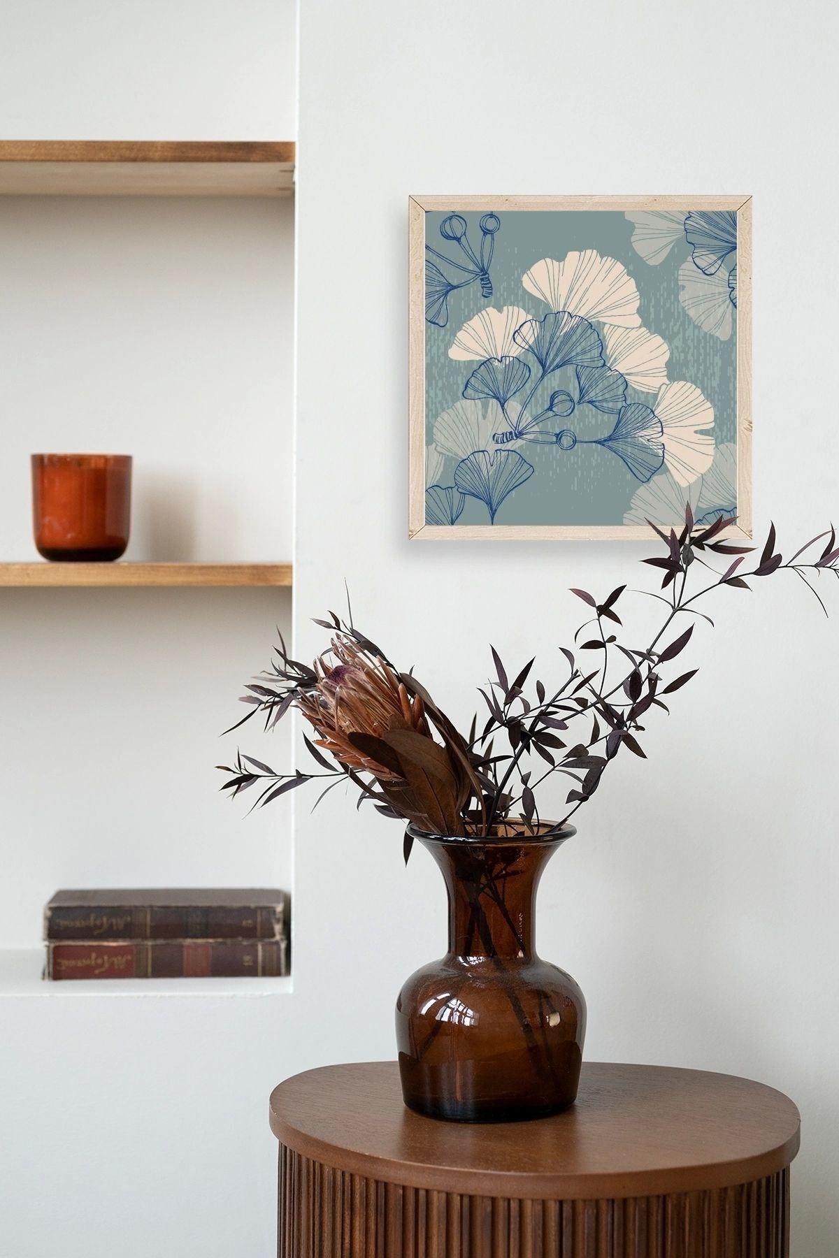 Çiçek Ahşap Çerçeveli Tablo 23 x 23