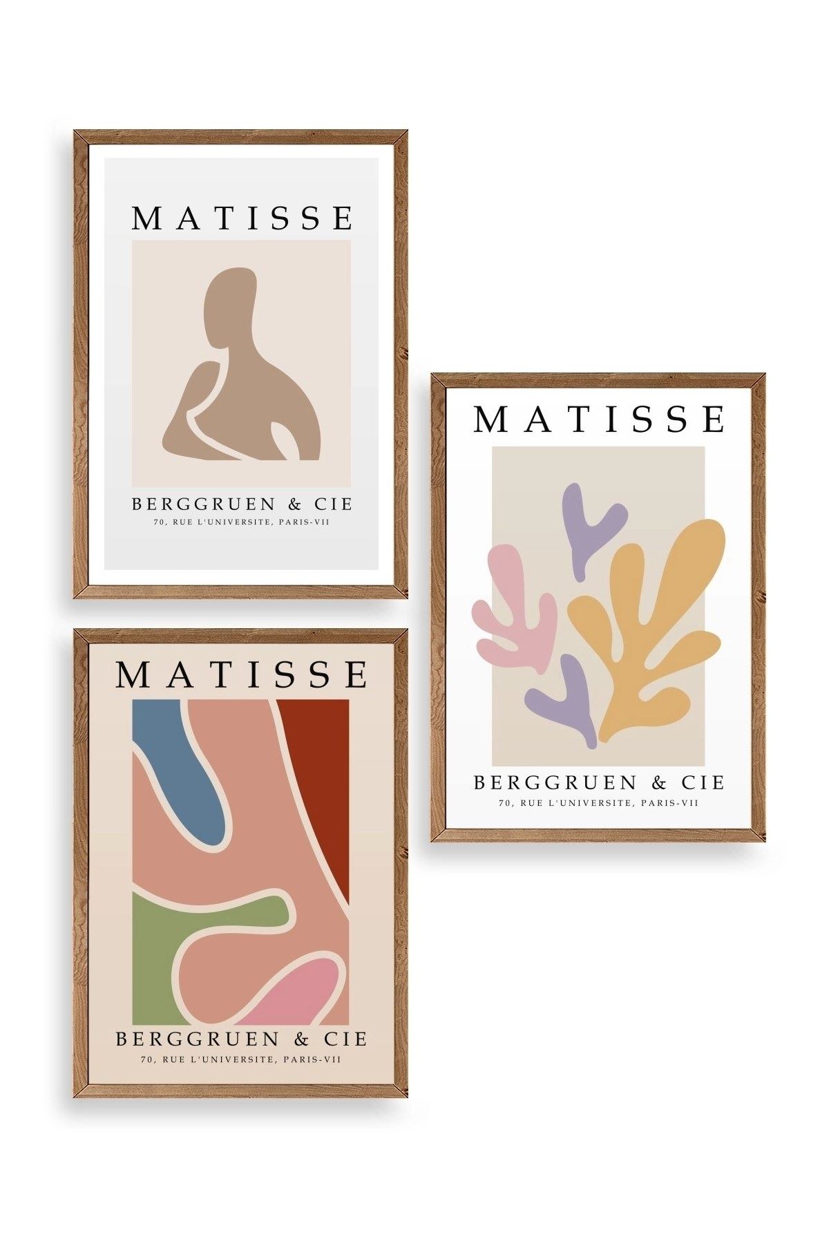 Matisse Üçlü Ahşap Çerçeveli Tablo 10 x 10