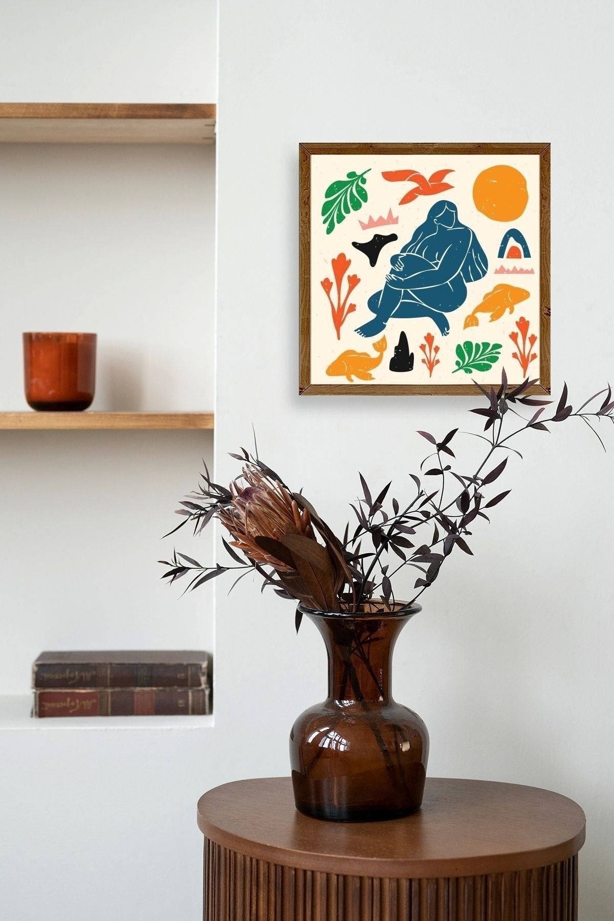 Kadın Ahşap Çerçeveli Tablo 23 x 23