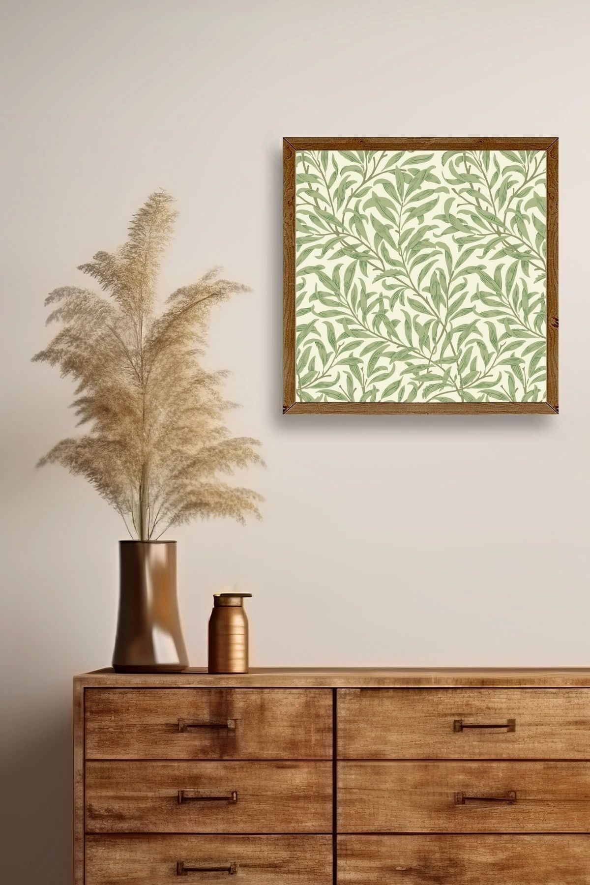 Yapraklar Ahşap Çerçeveli Tablo 42 x 42