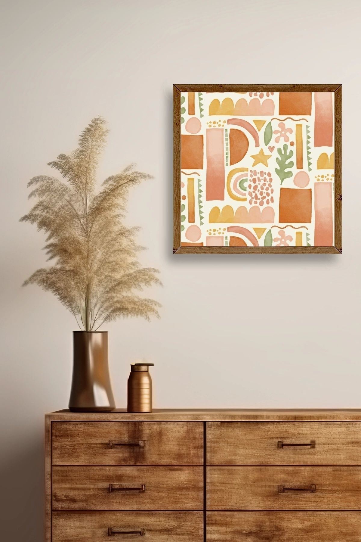 Soyut Ahşap Çerçeveli Tablo 42 x 42