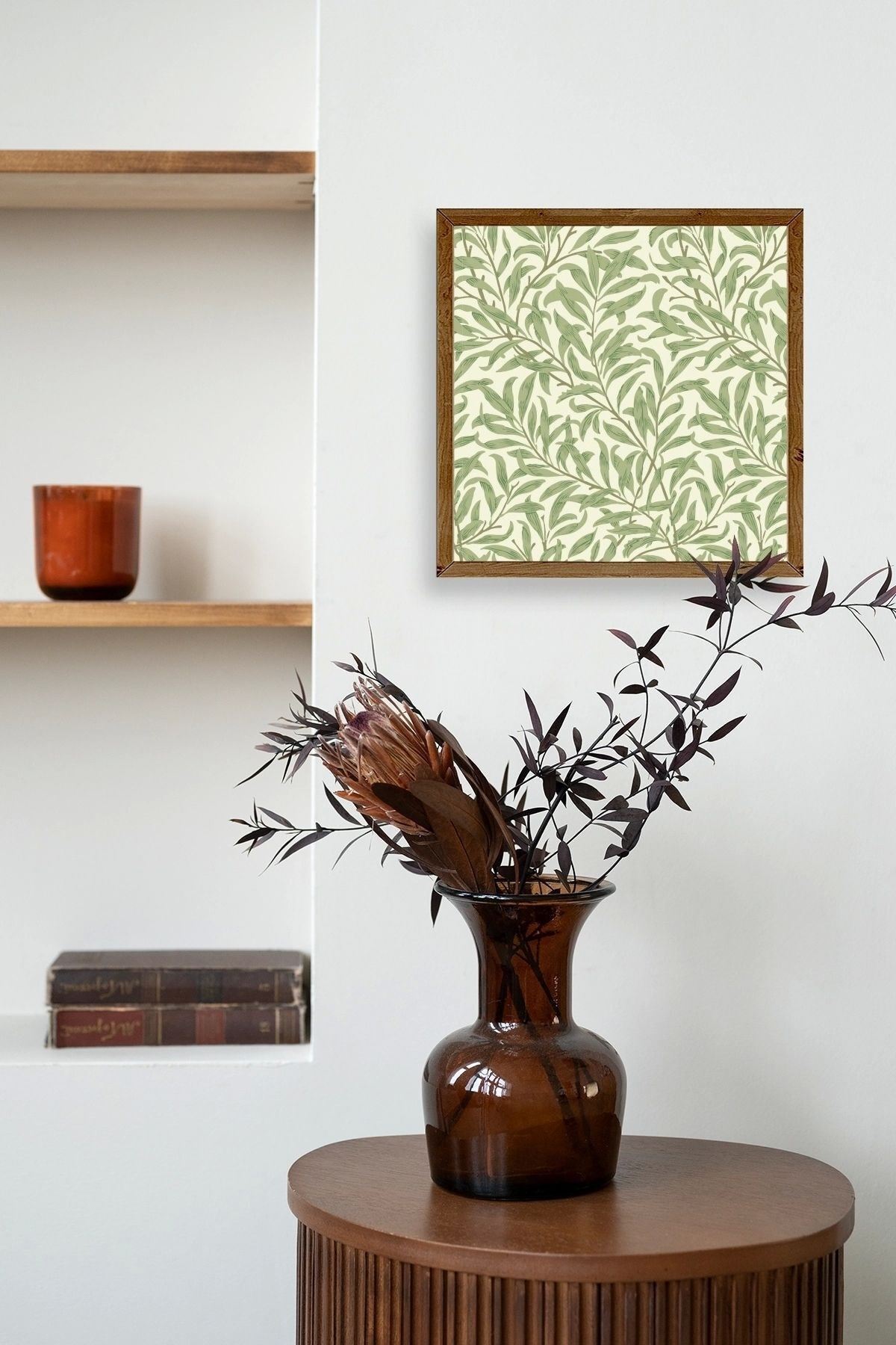 Yapraklar Ahşap Çerçeveli Tablo 50 x 50