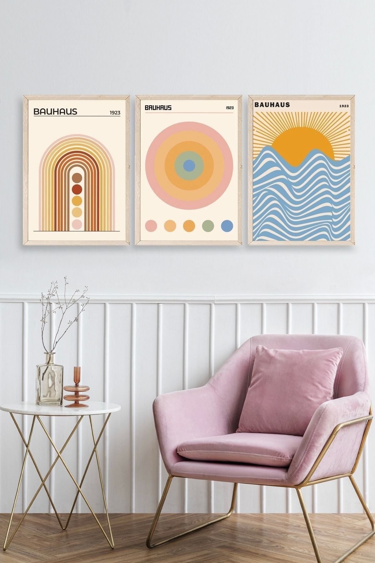 Bauhaus Üçlü Ahşap Çerçeveli Tablo 30 x 40