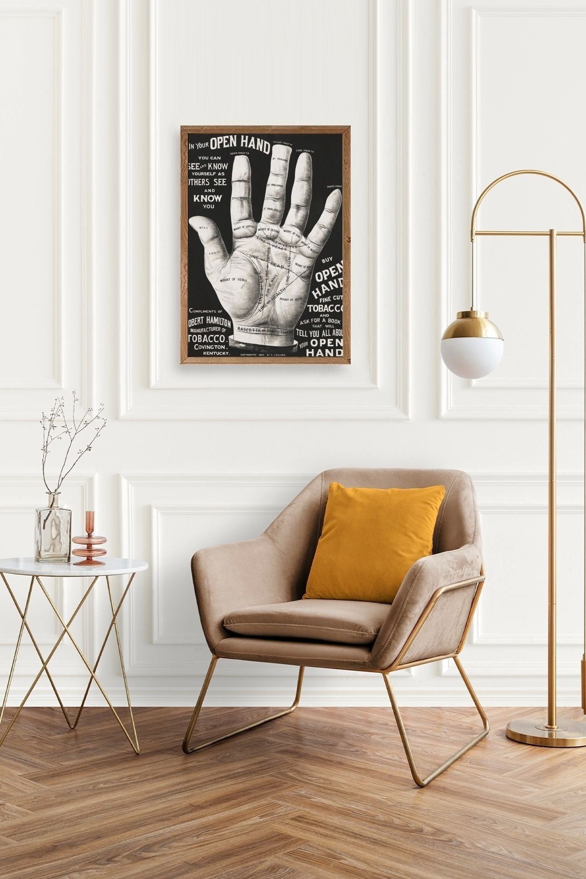 Avuç Okuma Rehberi Ahşap Çerçeveli Tablo 23 x 30