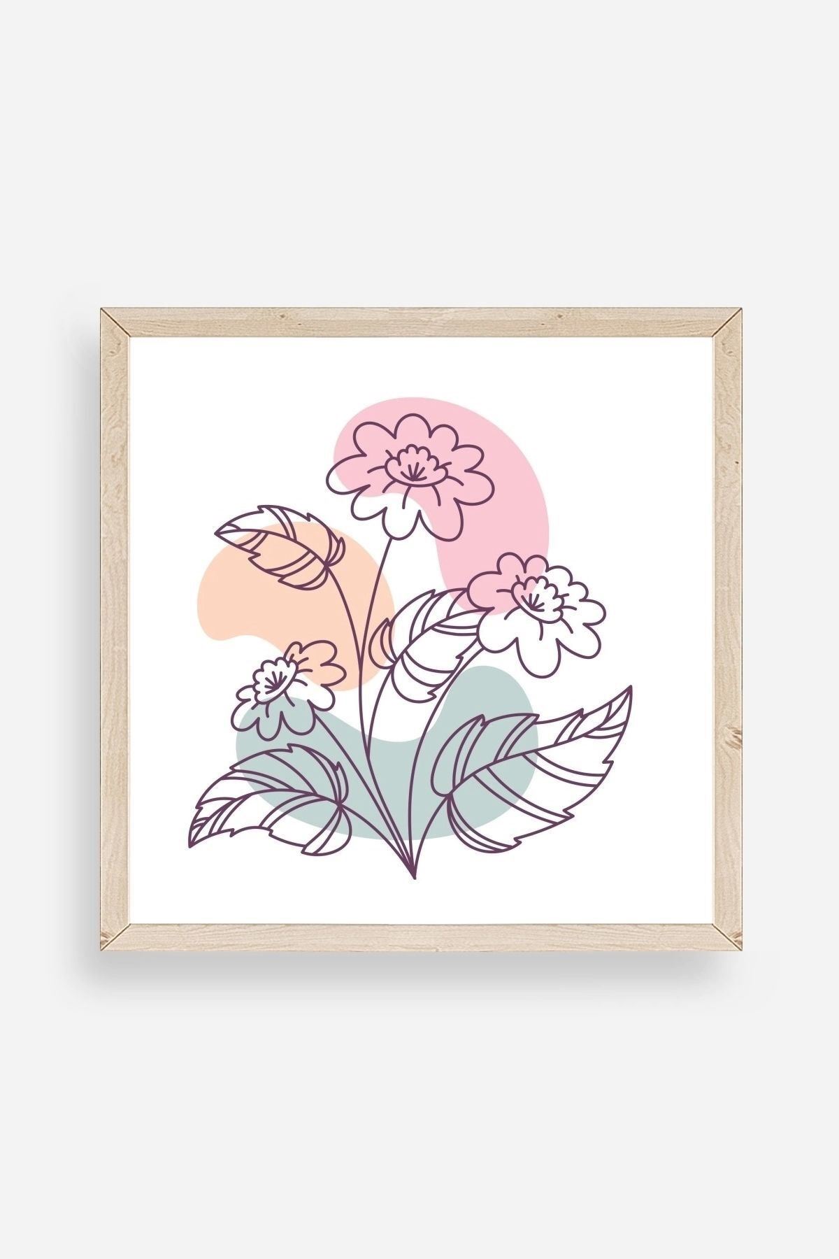 Çiçek Ahşap Çerçeveli Tablo 42 x 42