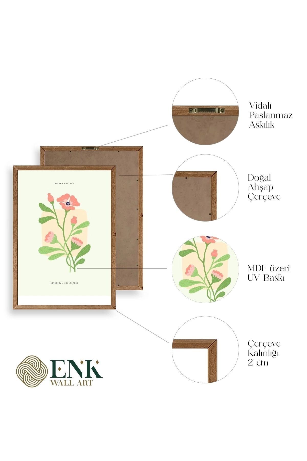 Botanik Üçlü Ahşap Çerçeveli Tablo 30 x 40