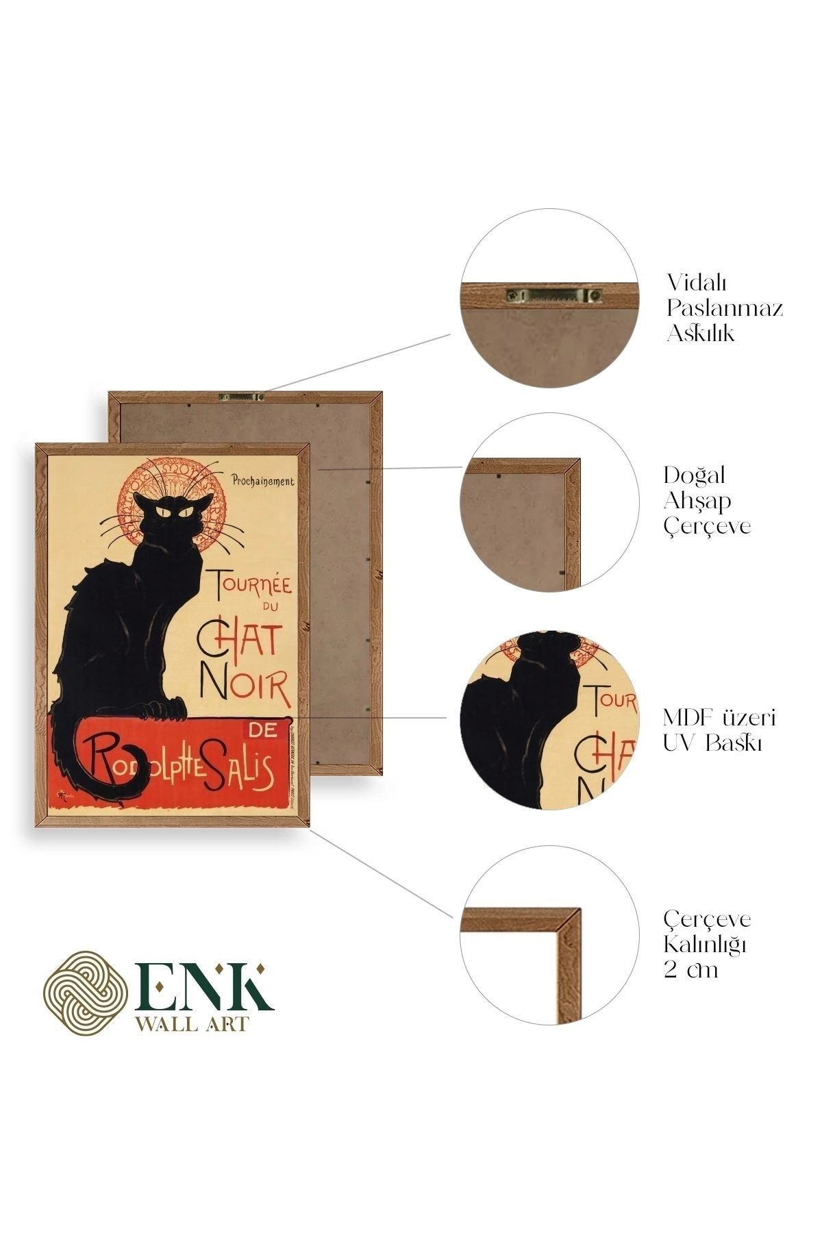 Chat Noir Ahşap Çerçeveli Tablo 23 x 30