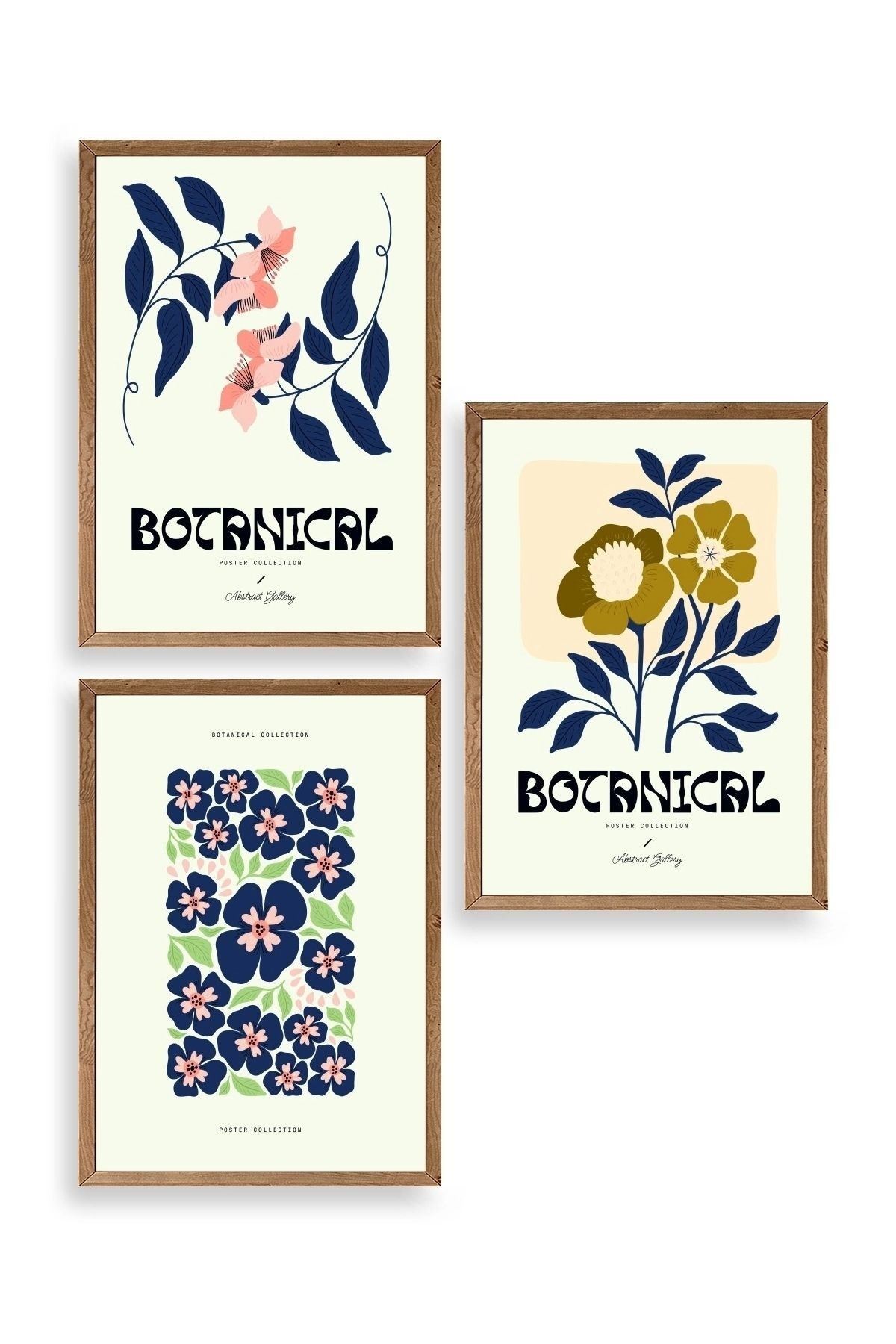 Botanik Üçlü Ahşap Çerçeveli Tablo 30 x 40