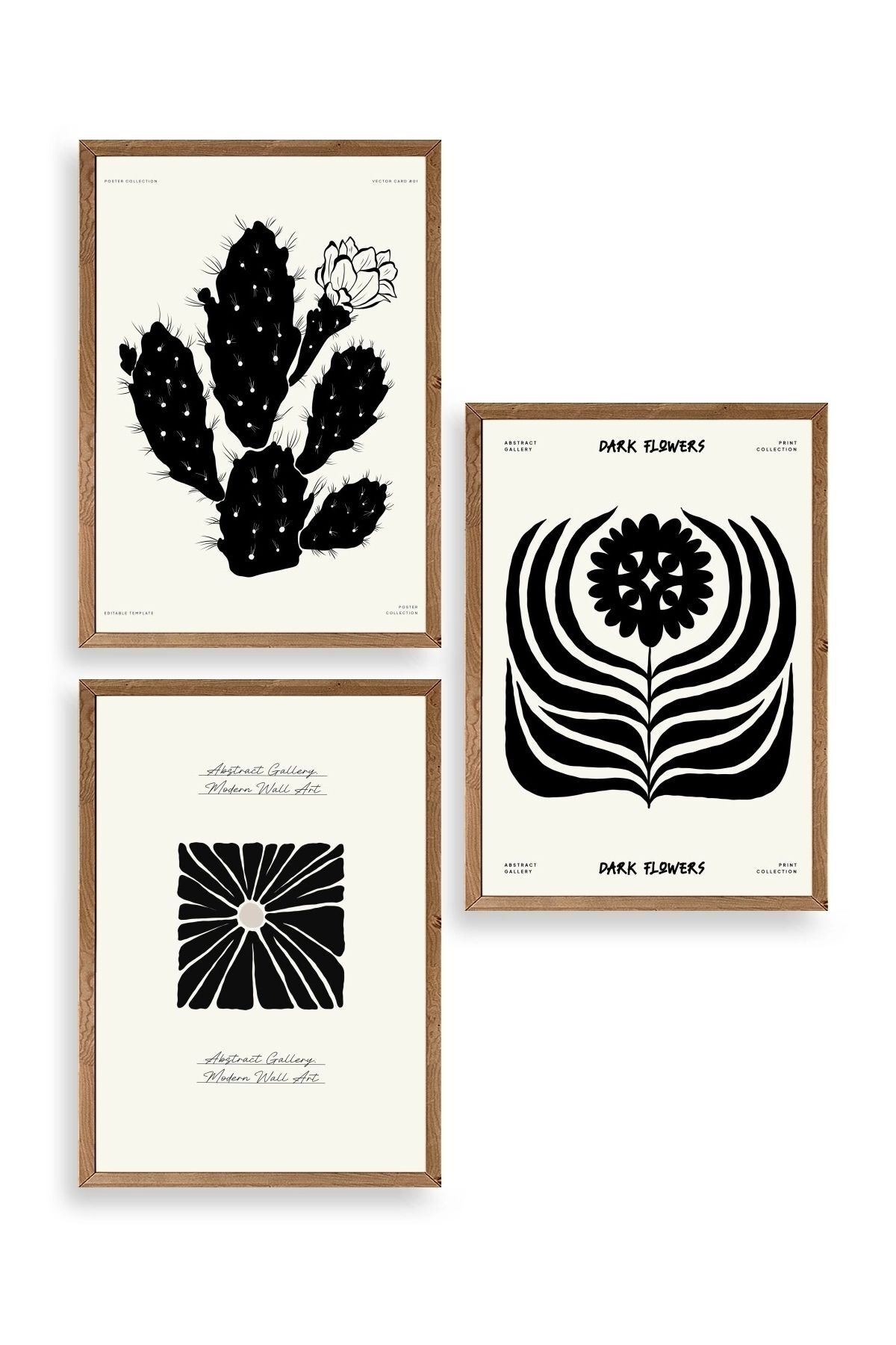 Modern Üçlü Ahşap Çerçeveli Tablo 40 x 60