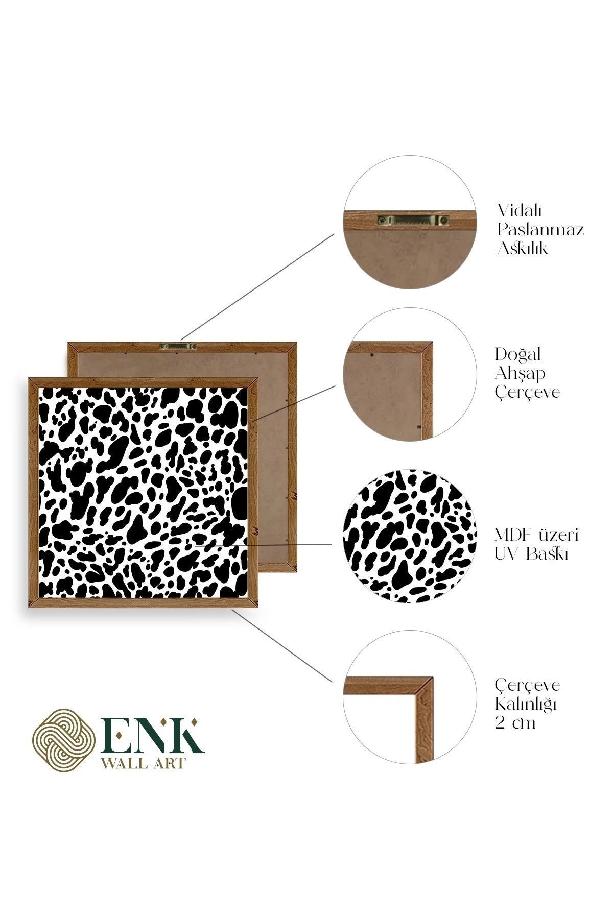 Desen Ahşap Çerçeveli Tablo 50 x 50