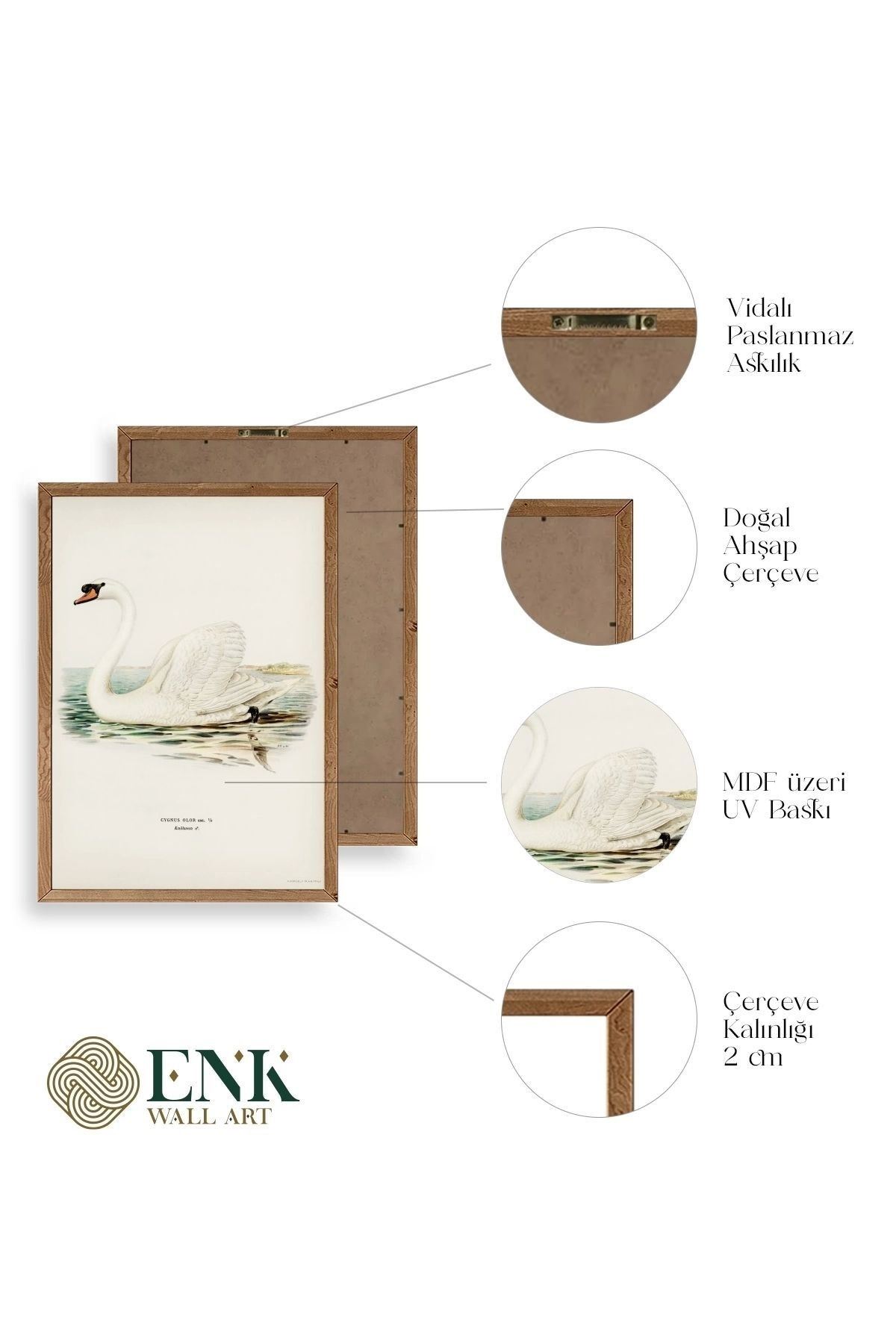 Kuğu Ahşap Çerçeveli Tablo 17 x 23