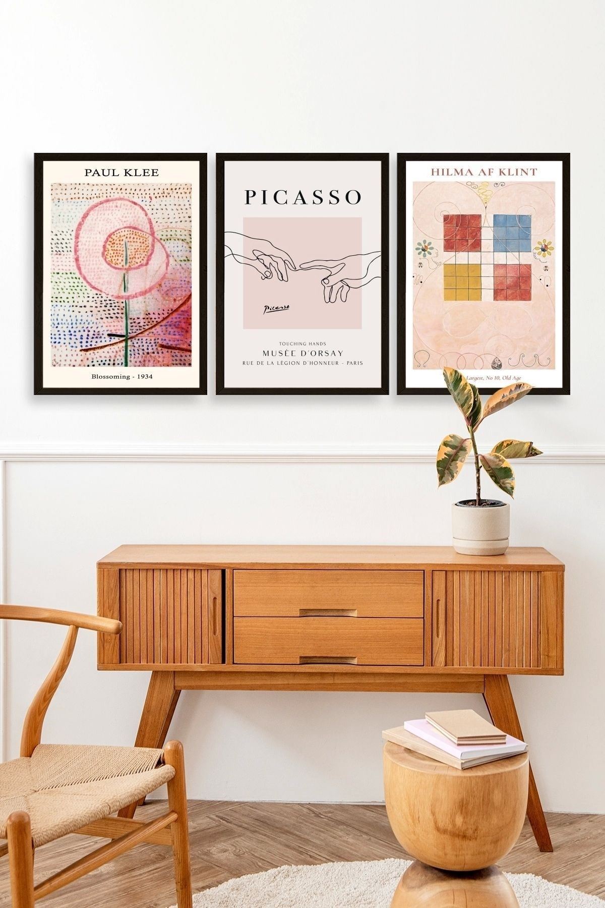 Ünlü Tablolar Üçlü Ahşap Çerçeveli Tablo 40 x 60