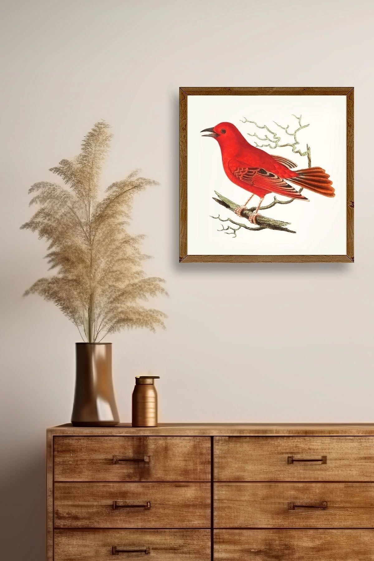 Kuş Ahşap Çerçeveli Tablo 50 x 50