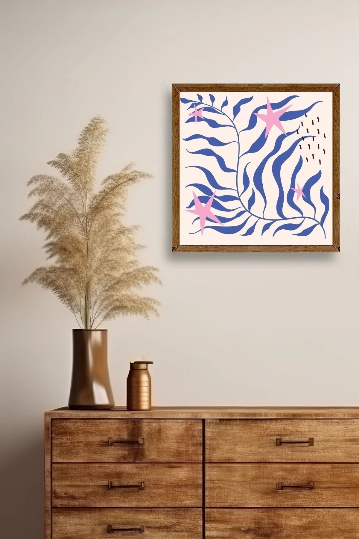 Yaprak Ahşap Çerçeveli Tablo 42 x 42