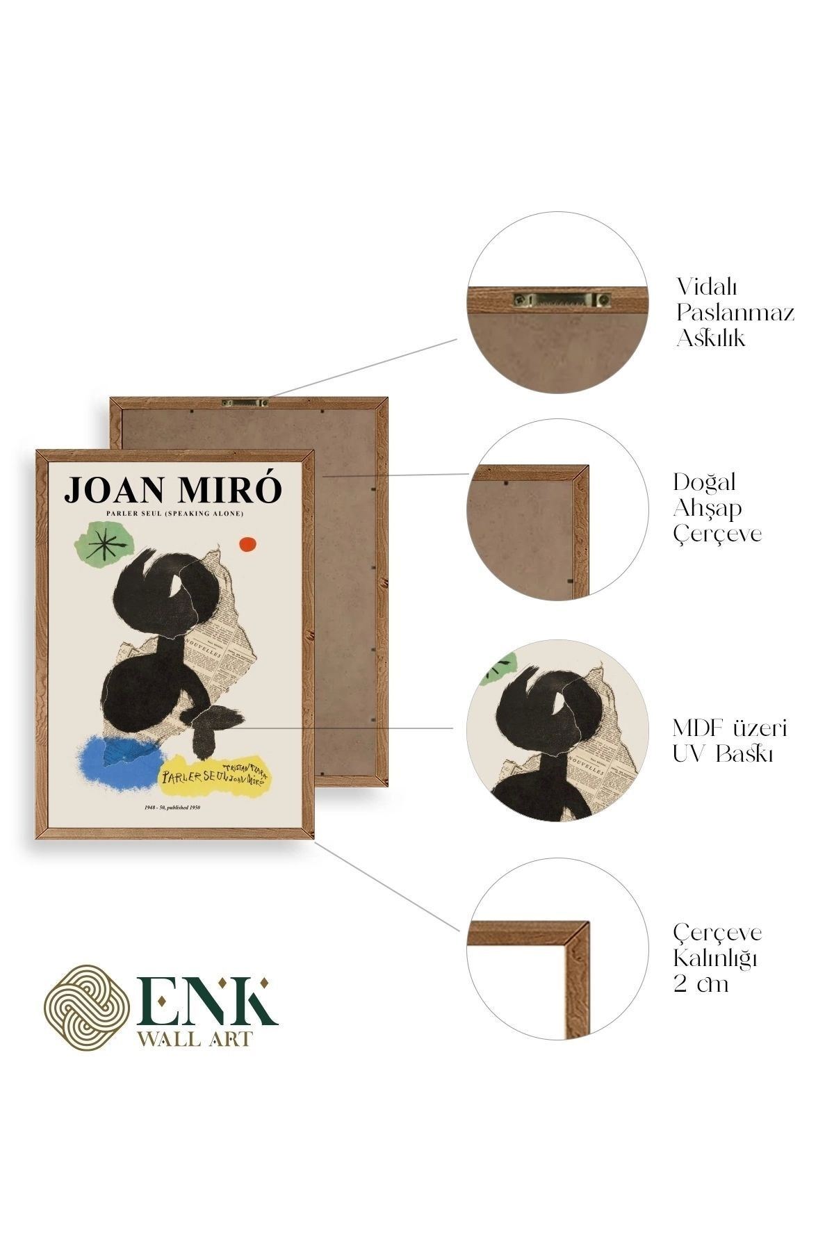 Joan Miro Ahşap Çerçeveli Tablo 50 x 70