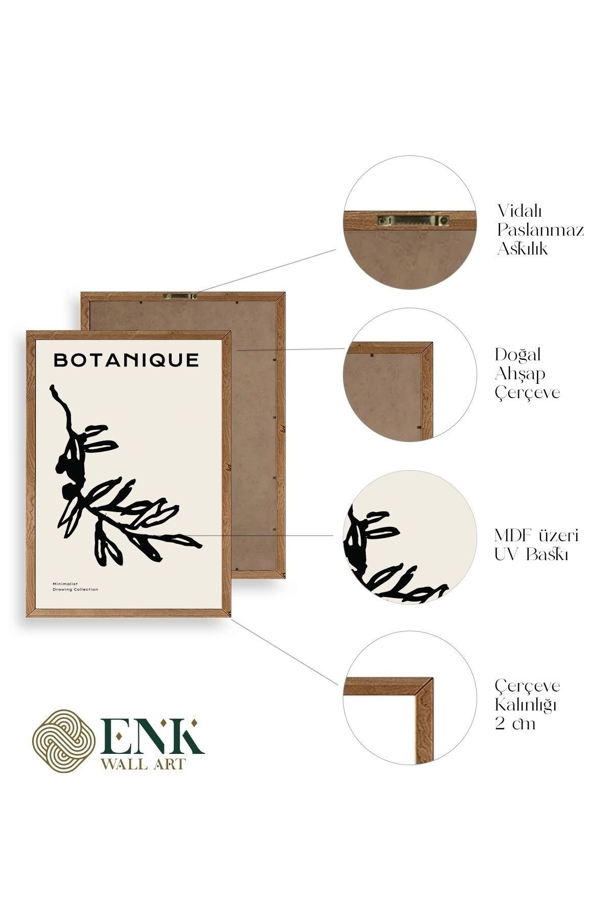 Yaprak Ahşap Çerçeveli Tablo 17 x 23