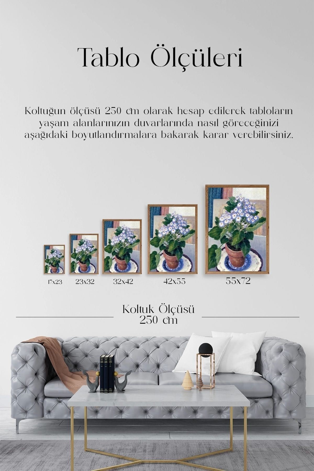 Saksıdaki Çiçek Ahşap Çerçeveli Tablo 23 x 30