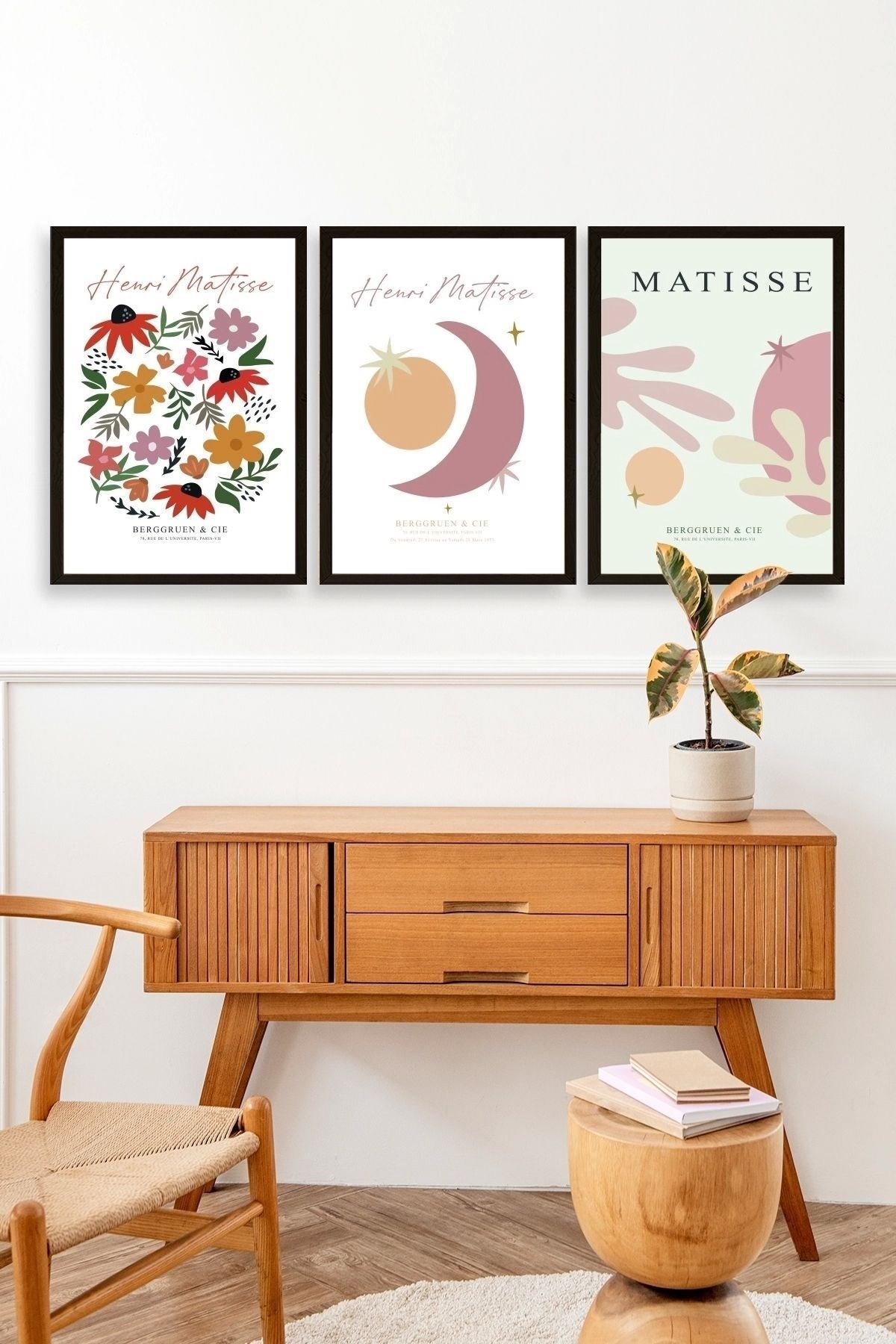 Matisse Üçlü Ahşap Çerçeveli Tablo 50 x 70