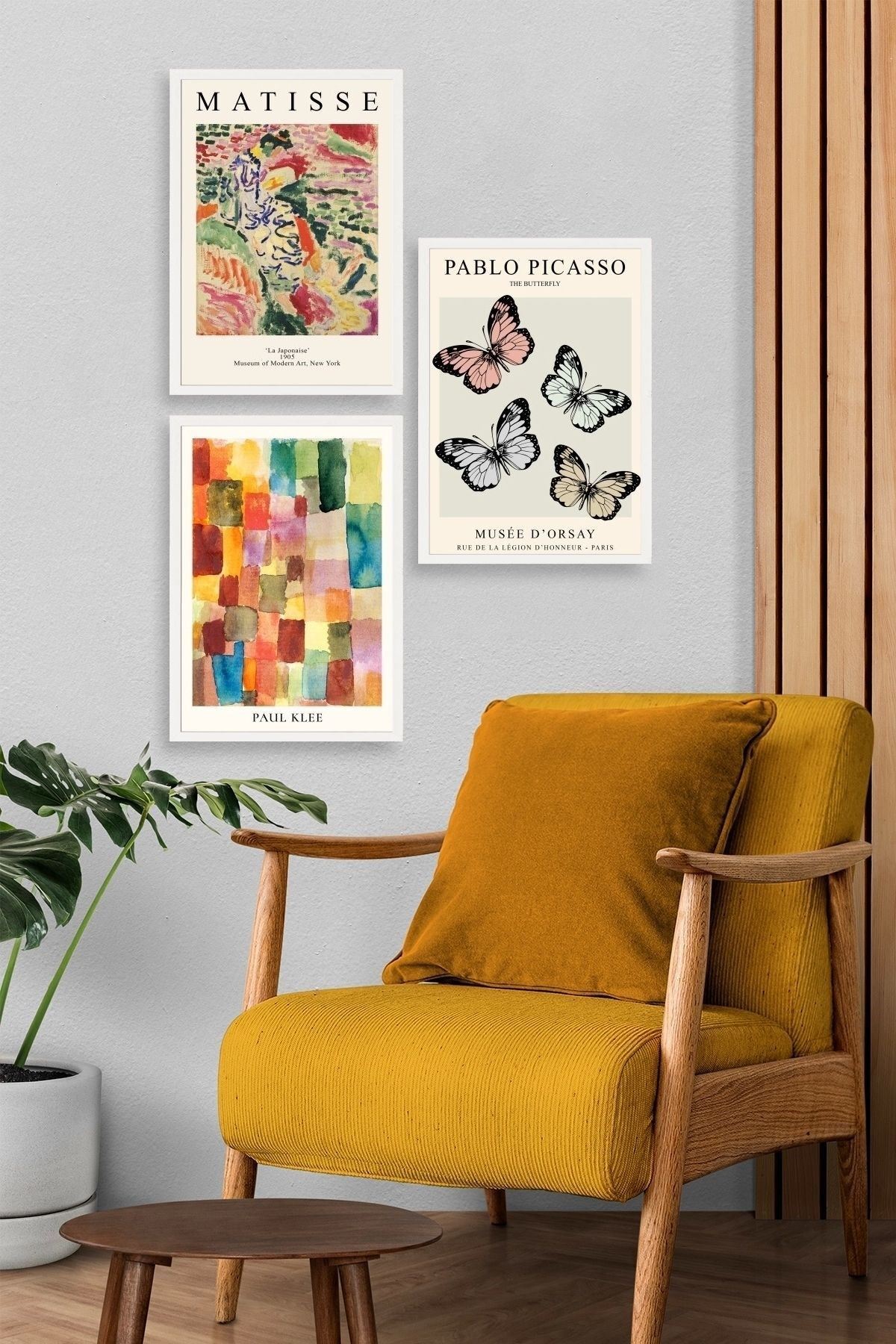 Matisse Üçlü Ahşap Çerçeveli Tablo 23 x 30