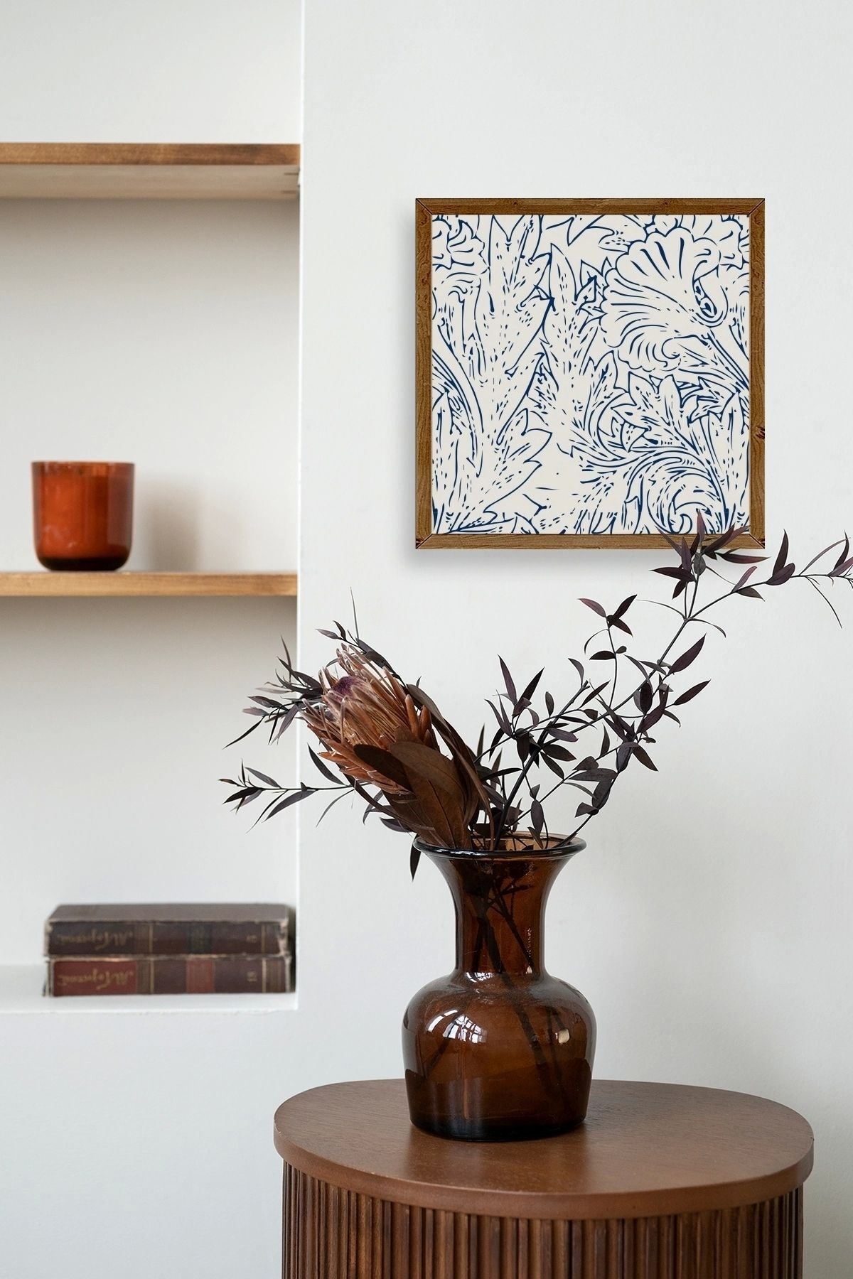 Yaprak Ahşap Çerçeveli Tablo 50 x 50