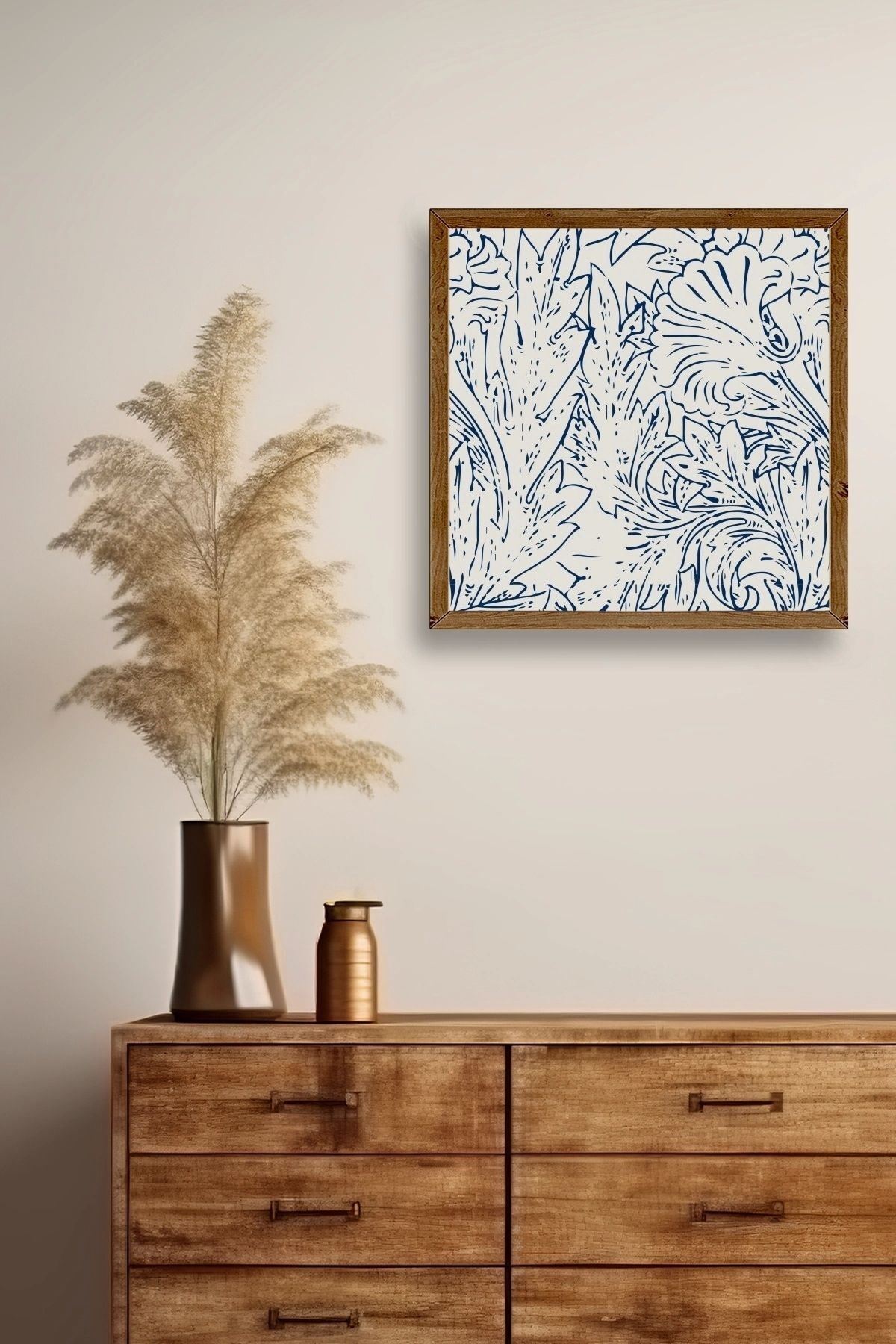 Yaprak Ahşap Çerçeveli Tablo 23 x 23