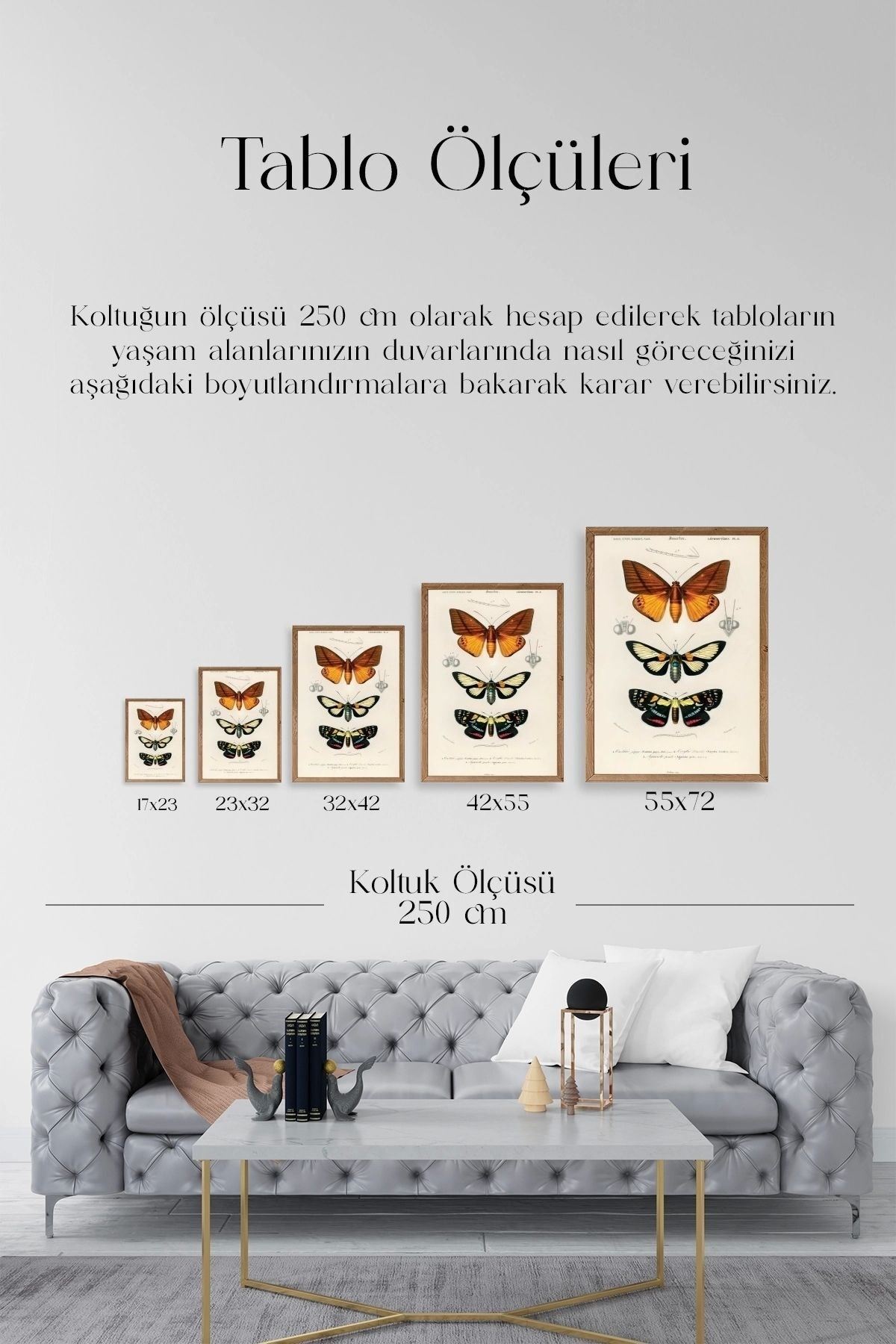 Kelebekler Ahşap Çerçeveli Tablo 50 x 70