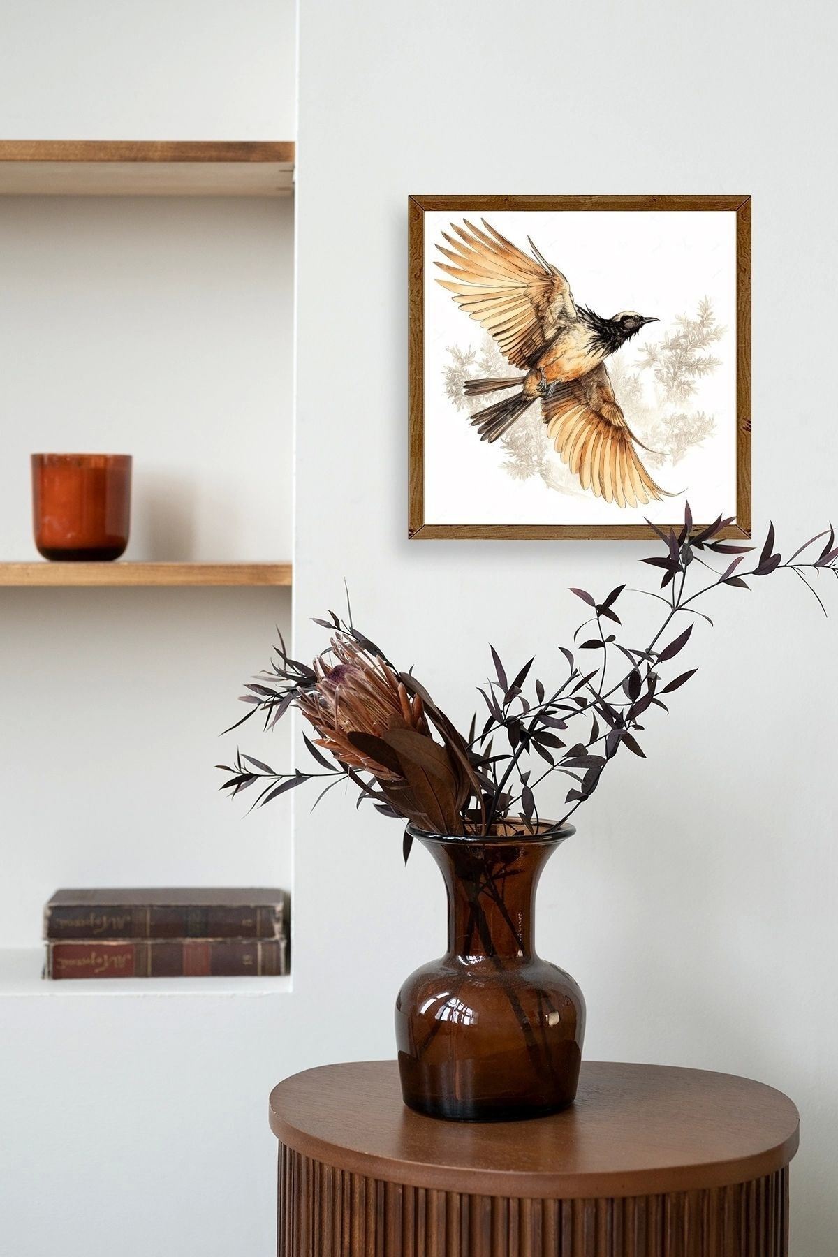 Kuş Ahşap Çerçeveli Tablo 42 x 42