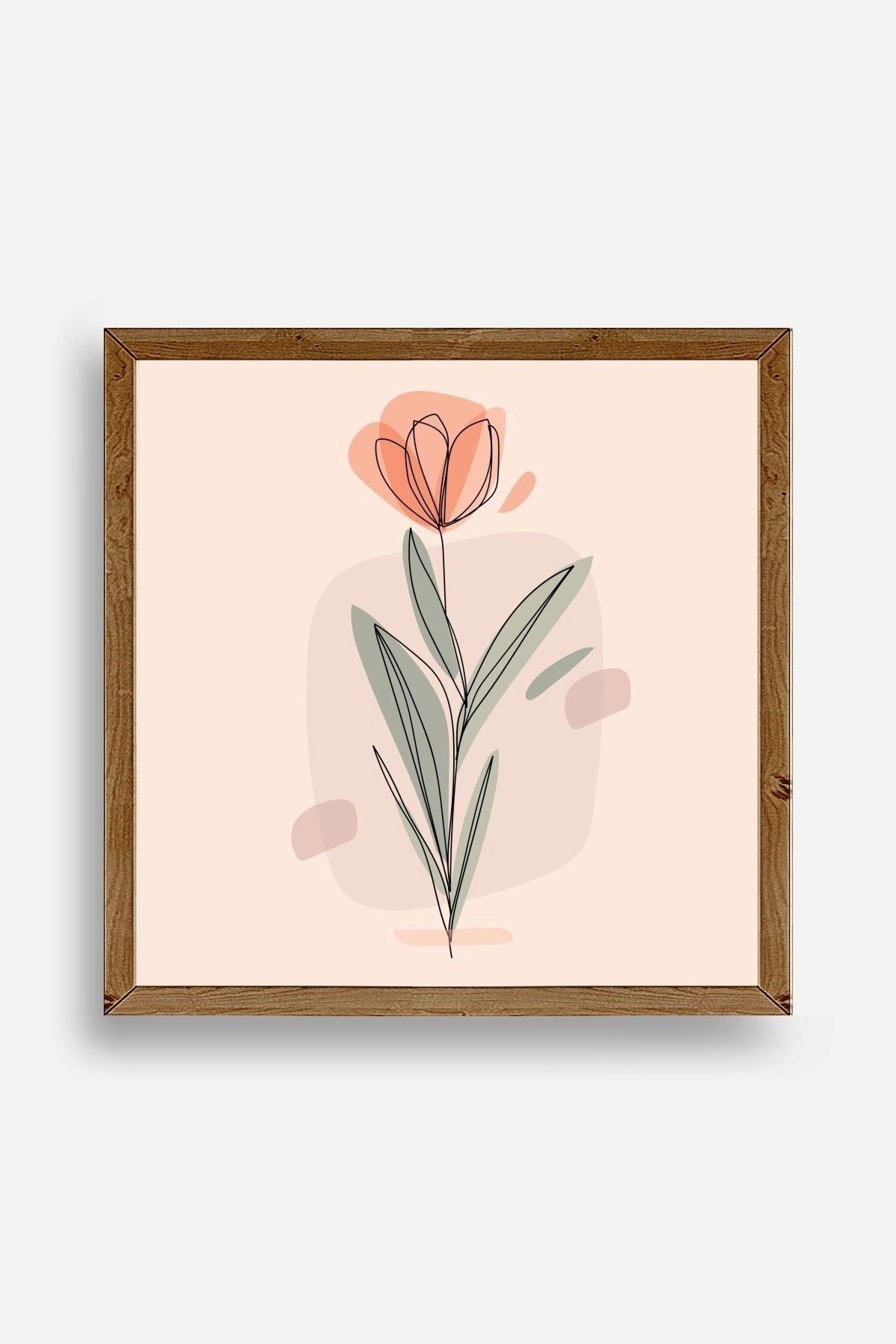 Çiçek Ahşap Çerçeveli Tablo 23 x 23