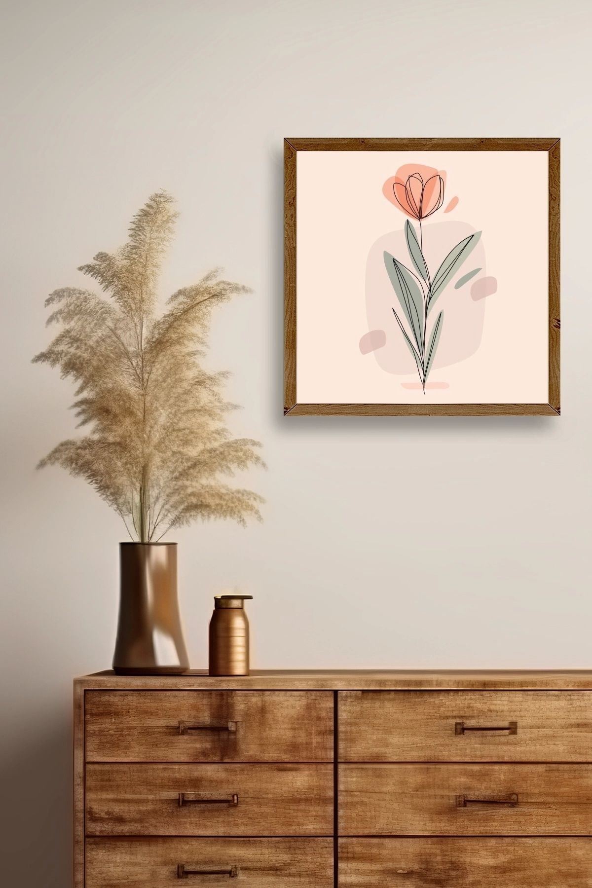 Çiçek Ahşap Çerçeveli Tablo 42 x 42