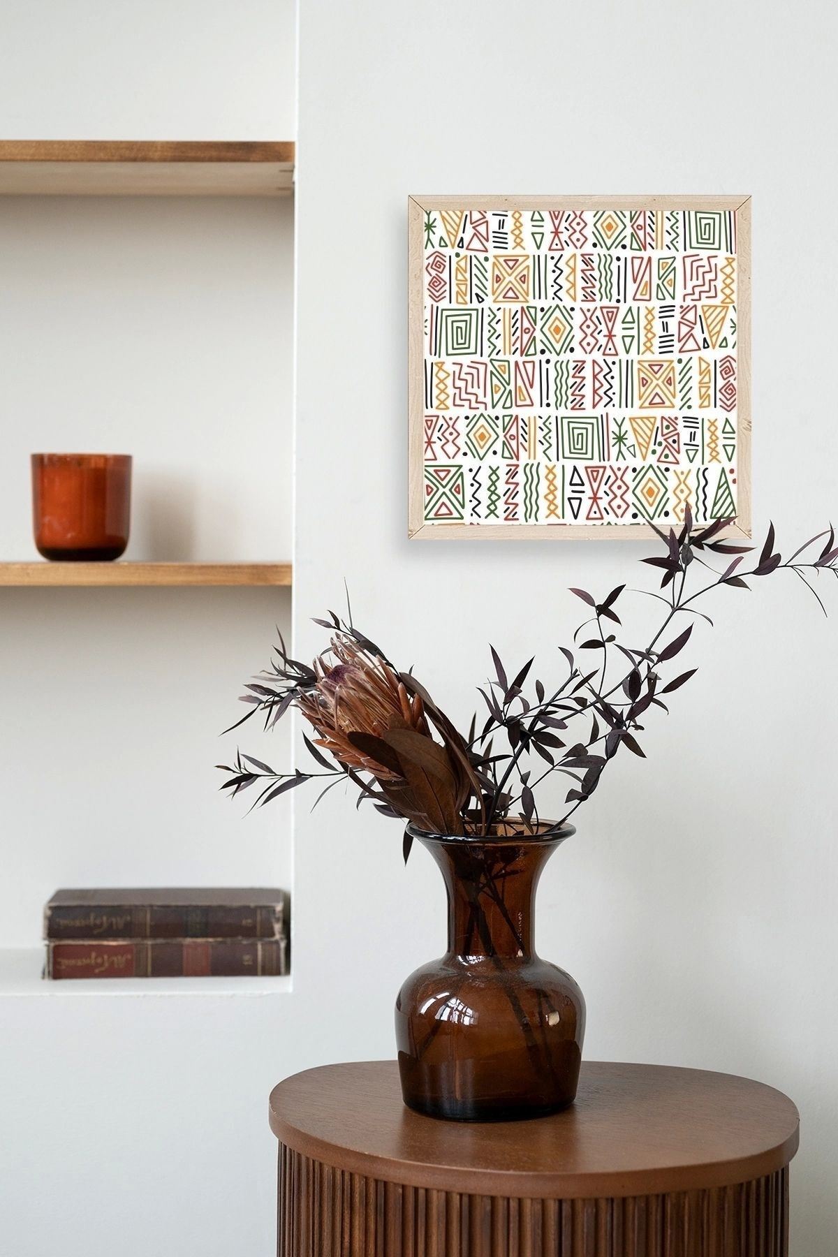 Çizgiler Ahşap Çerçeveli Tablo 50 x 50