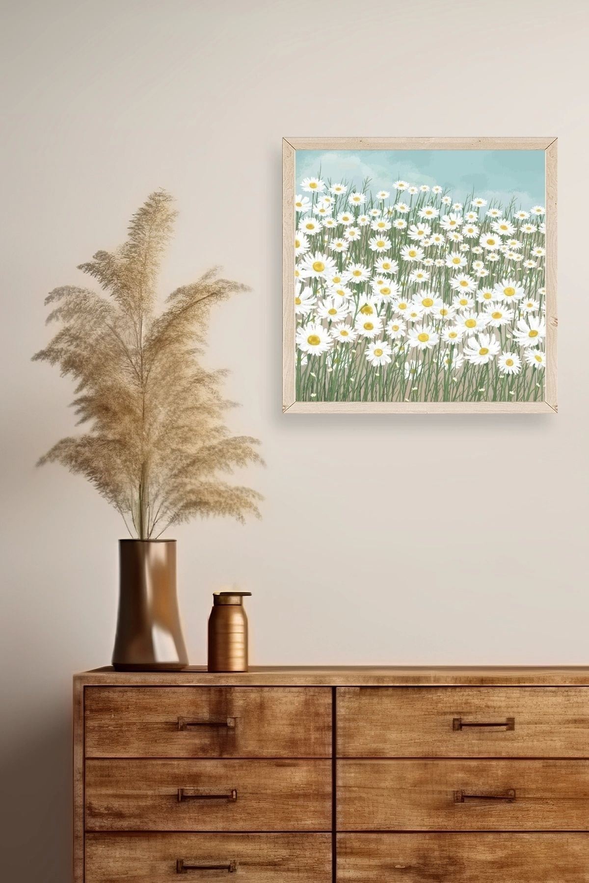 Çiçekler Ahşap Çerçeveli Tablo 42 x 42