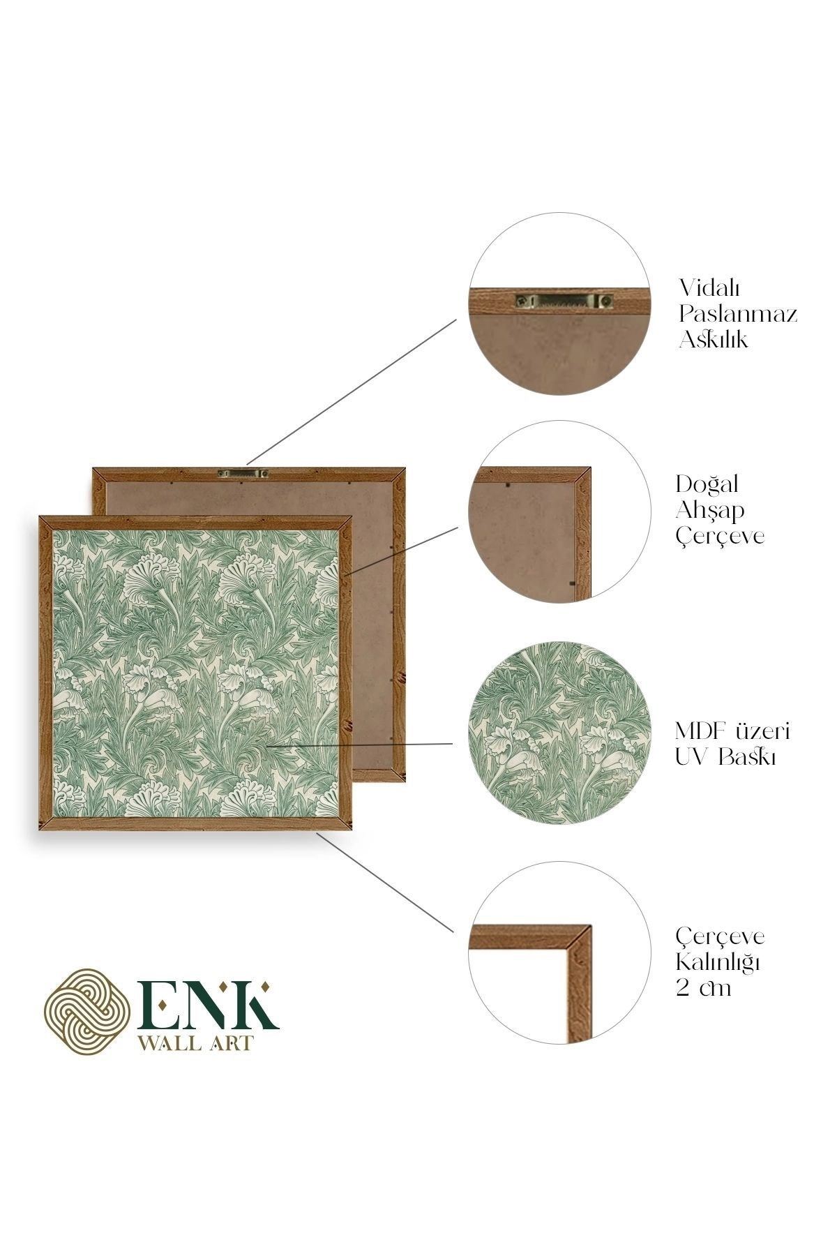 Çiçek Ahşap Çerçeveli Tablo 50 x 50