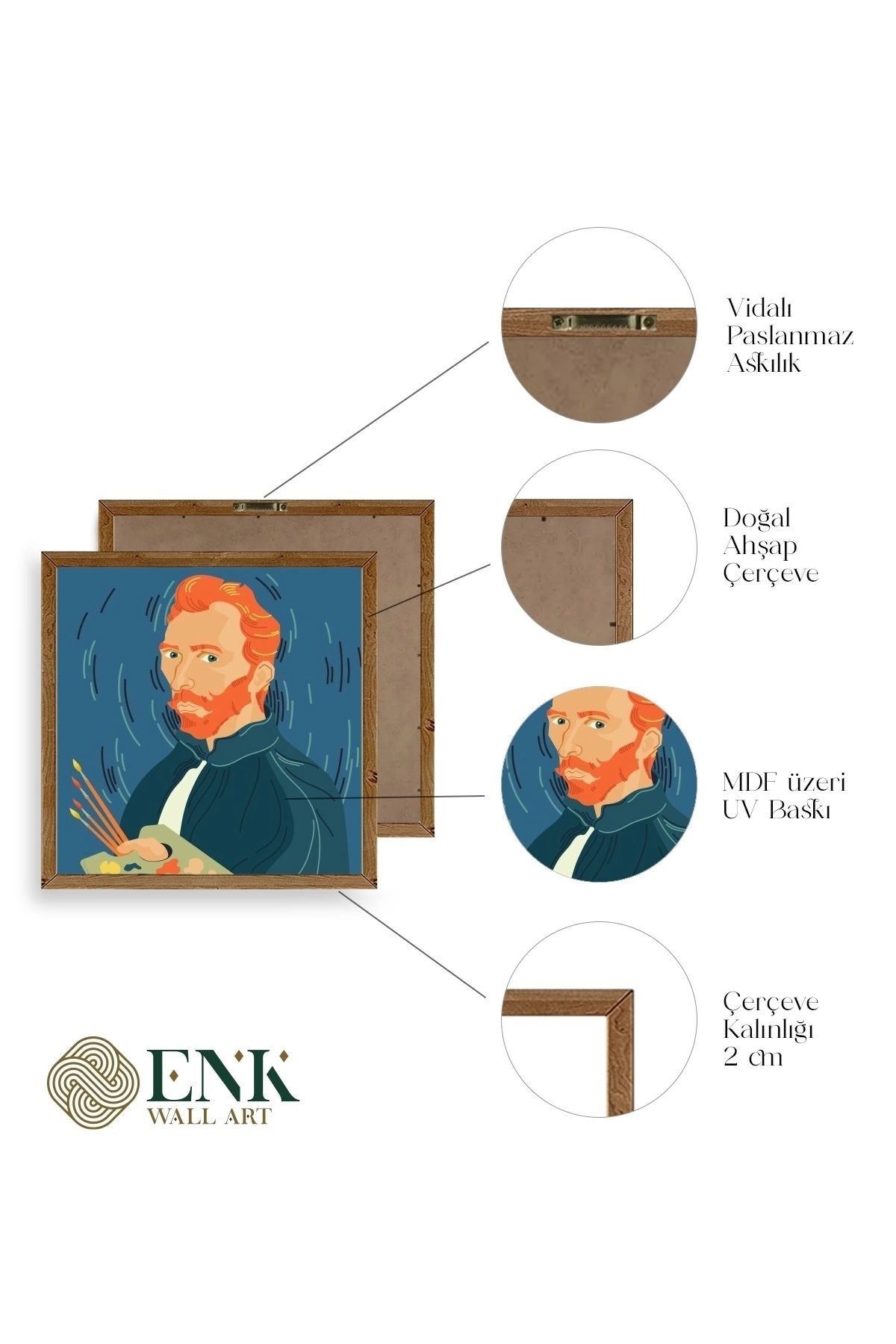 Van Gogh Ahşap Çerçeveli Tablo 50 x 50