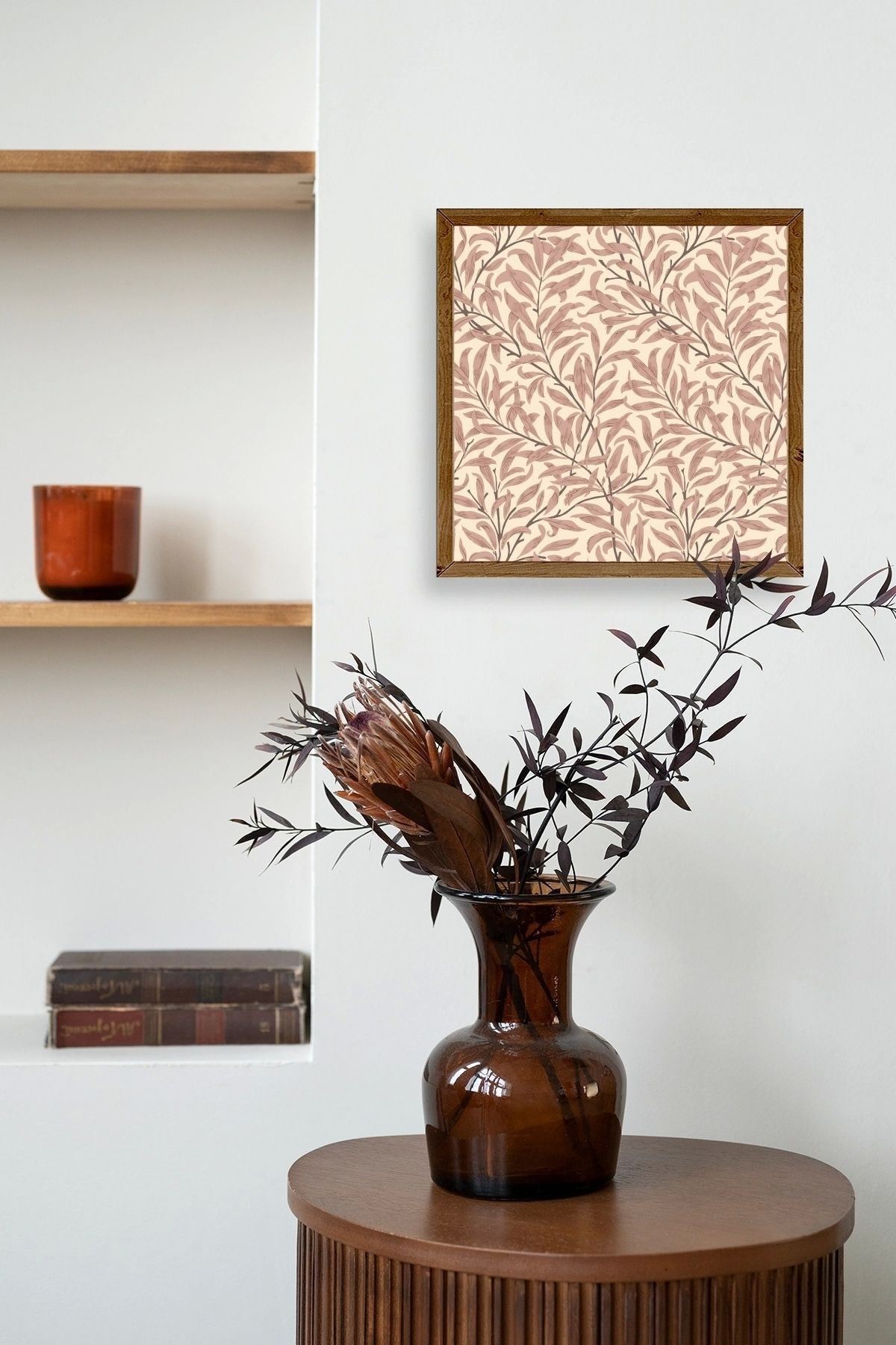 Yaprak Ahşap Çerçeveli Tablo 50 x 50