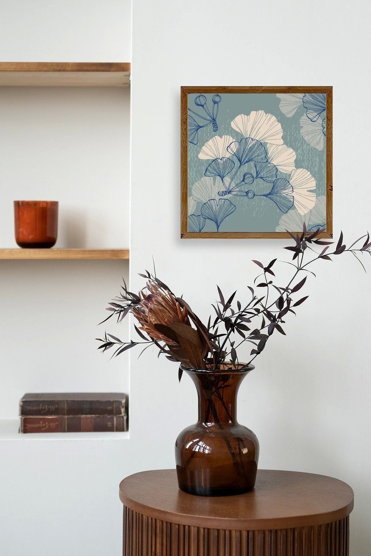 Çiçek Ahşap Çerçeveli Tablo 50 x 50