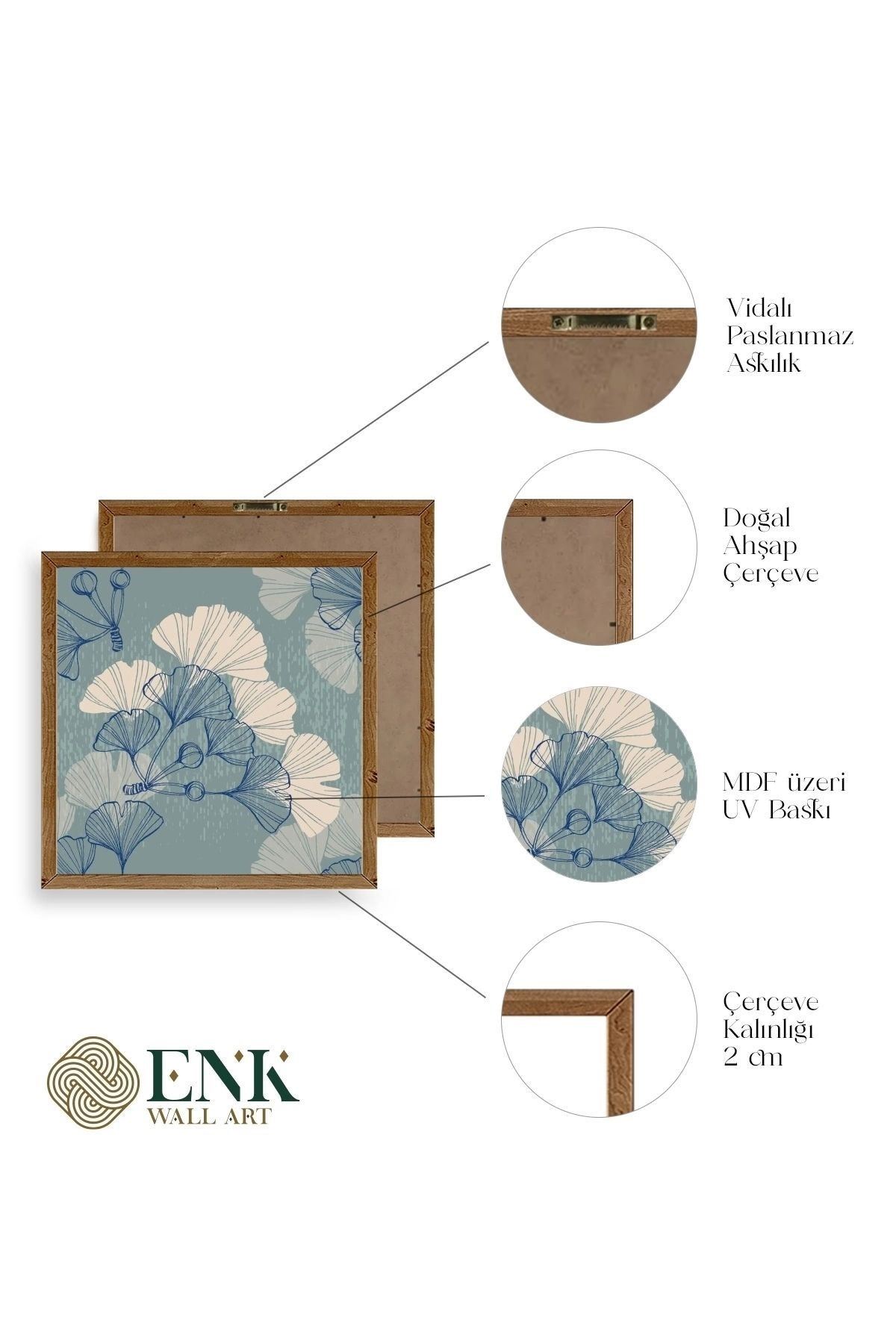 Çiçek Ahşap Çerçeveli Tablo 42 x 42