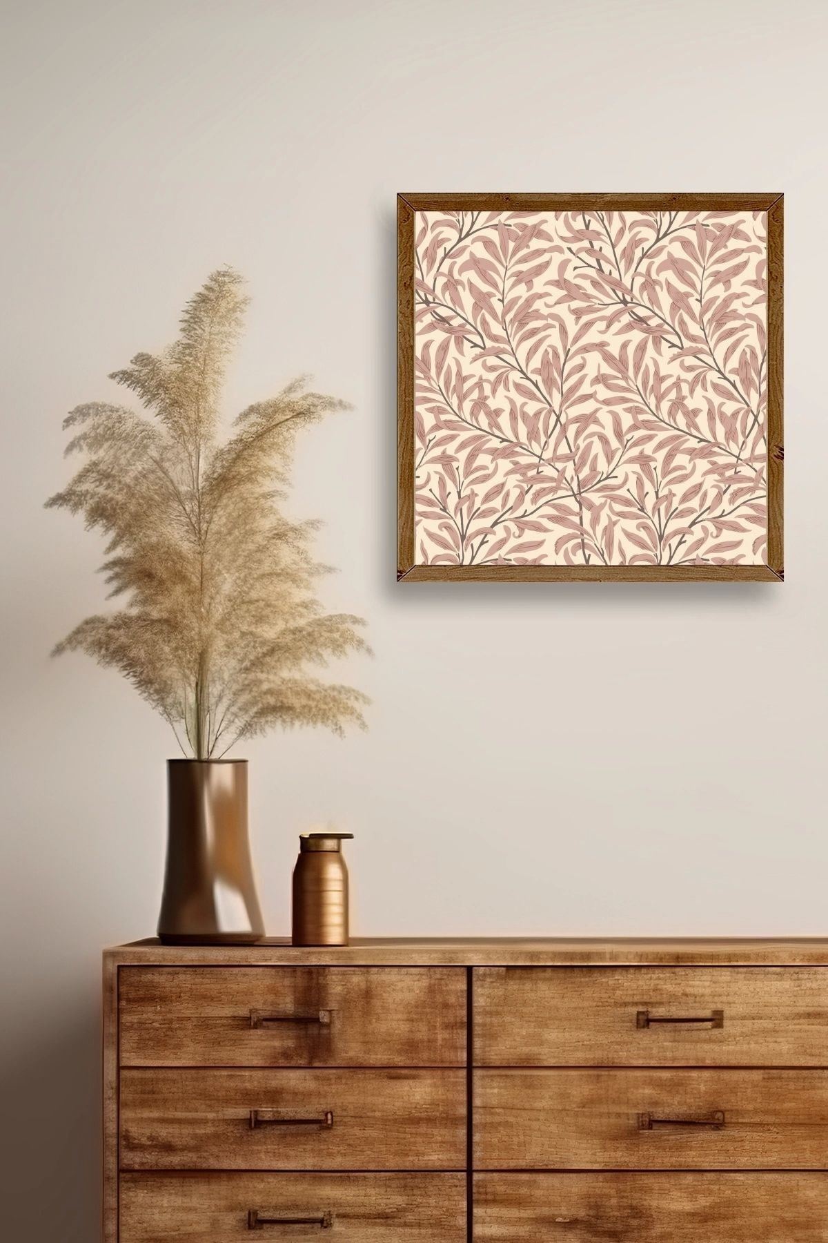 Yaprak Ahşap Çerçeveli Tablo 23 x 23