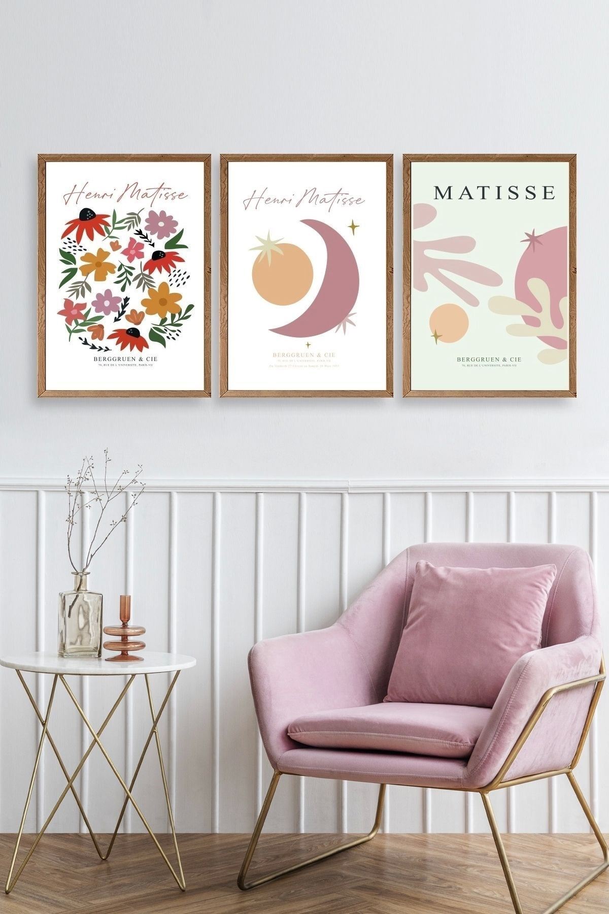 Matisse Üçlü Ahşap Çerçeveli Tablo 40 x 60