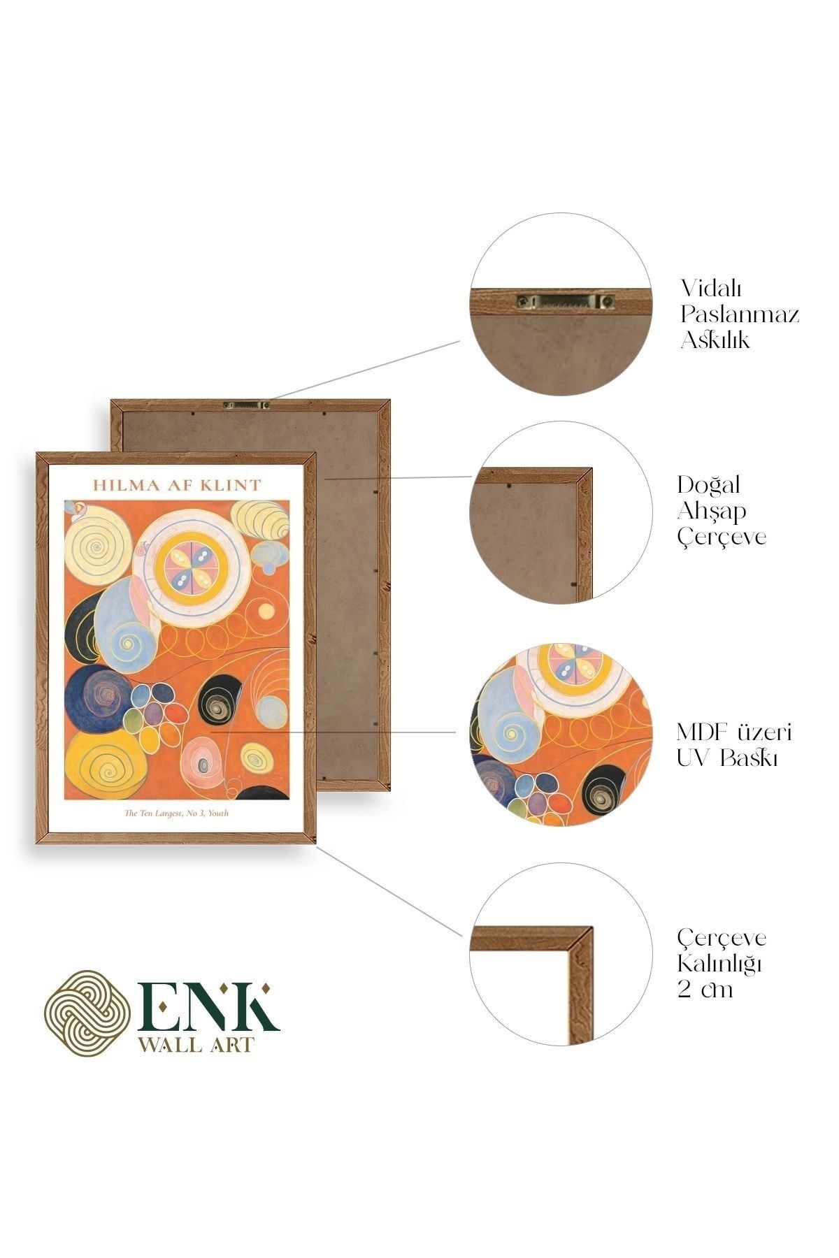 Ünlü Tablolar Üçlü Ahşap Çerçeveli Tablo 23 x 30