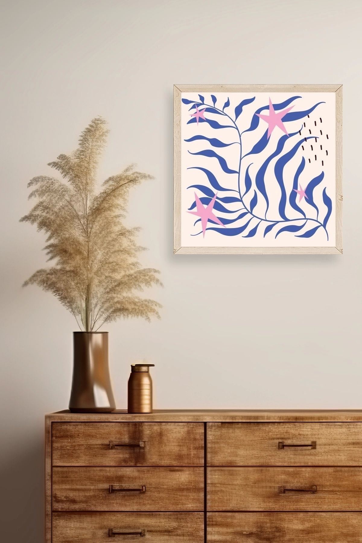 Yaprak Ahşap Çerçeveli Tablo 42 x 42