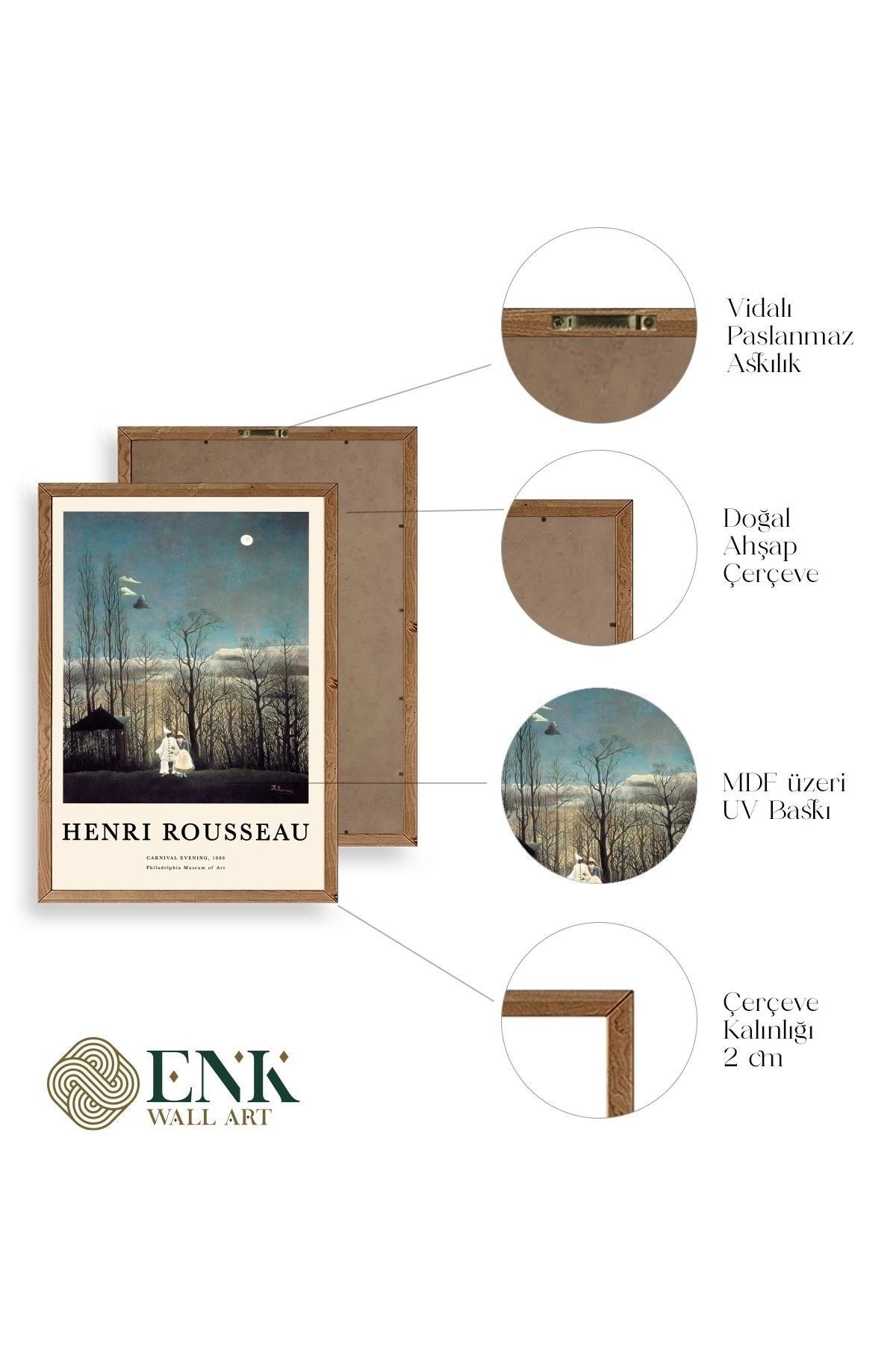 Henri Rousseau Ahşap Çerçeveli Tablo 50 x 70