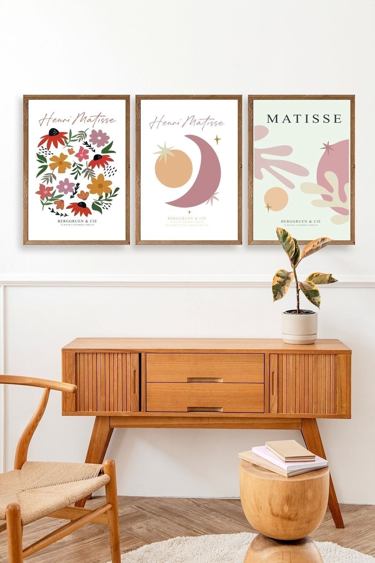 Matisse Üçlü Ahşap Çerçeveli Tablo 23 x 30