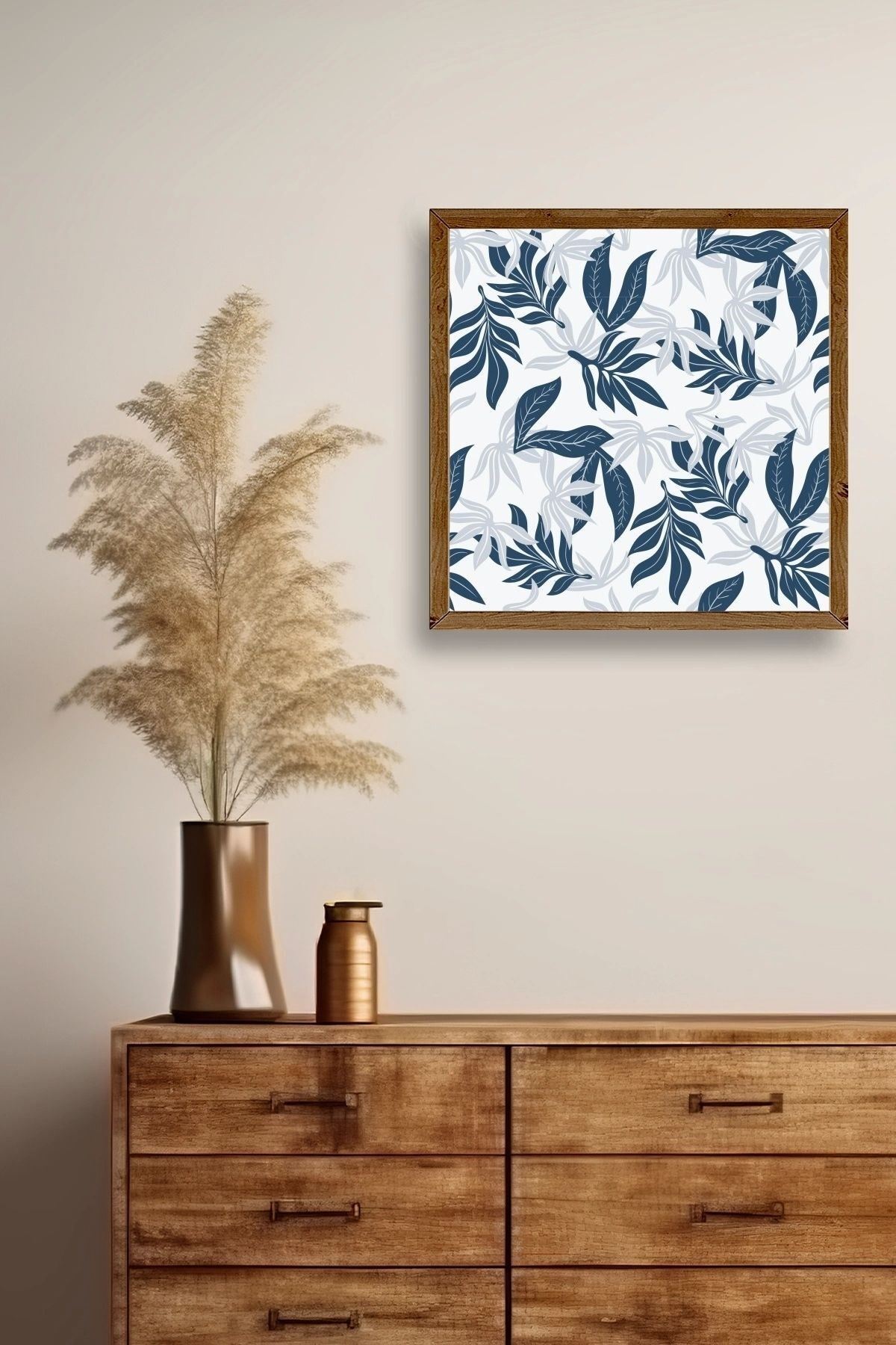 Yaprak Ahşap Çerçeveli Tablo 23 x 23