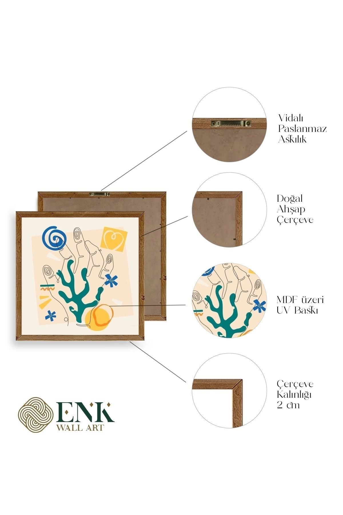 Deniz Ahşap Çerçeveli Tablo 42 x 42