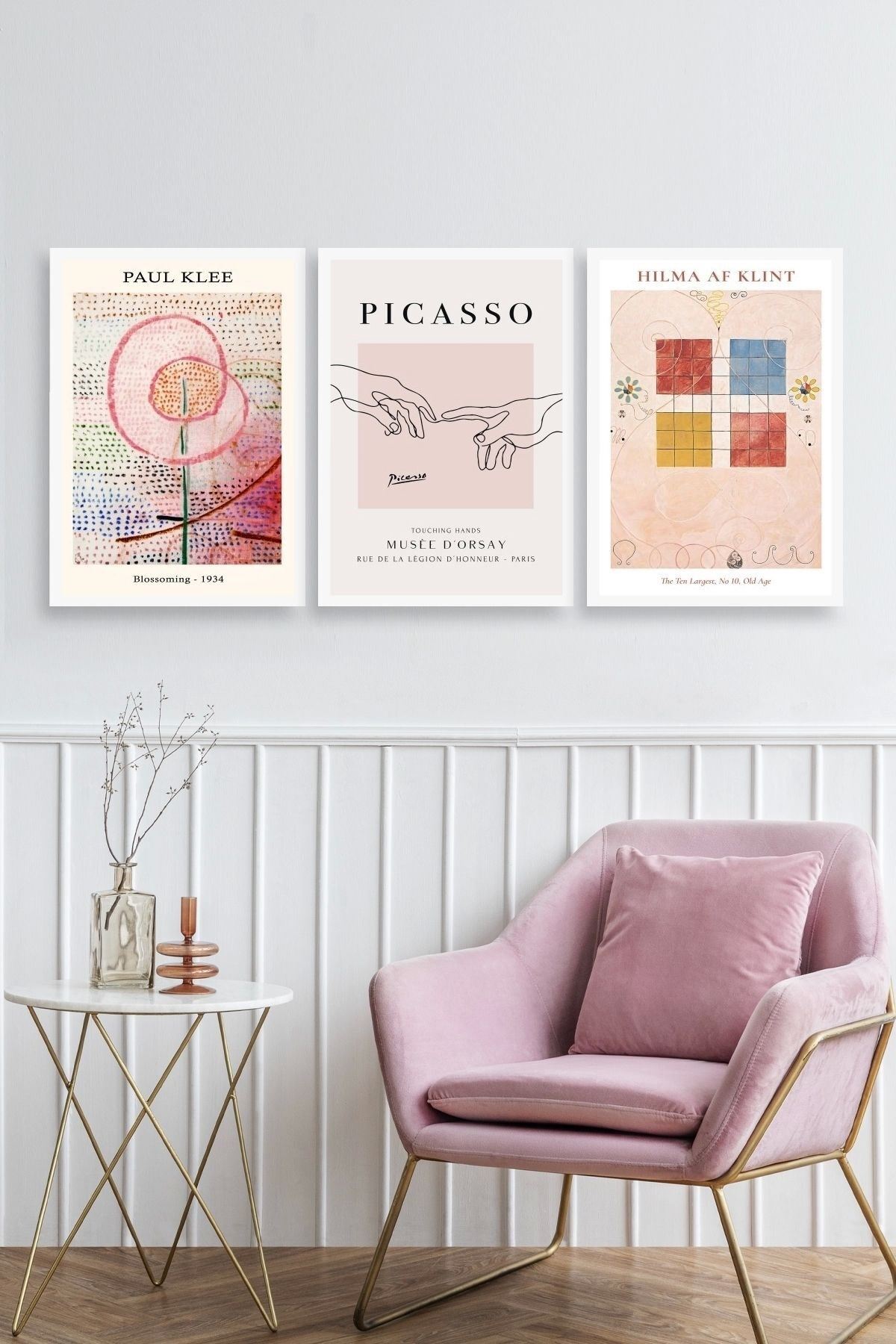 Ünlü Tablolar Üçlü Ahşap Çerçeveli Tablo 50 x 70