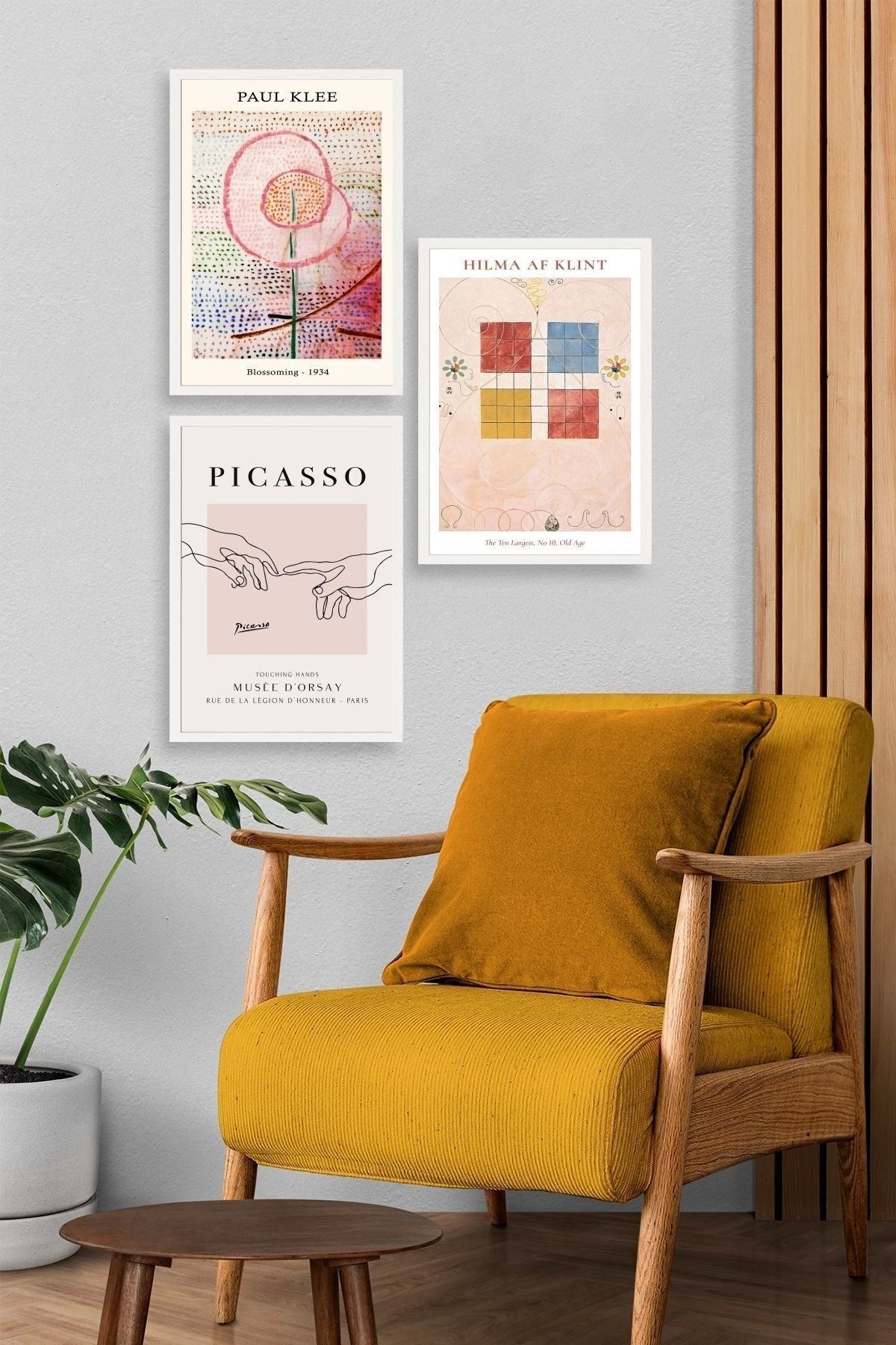 Ünlü Tablolar Üçlü Ahşap Çerçeveli Tablo 23 x 30