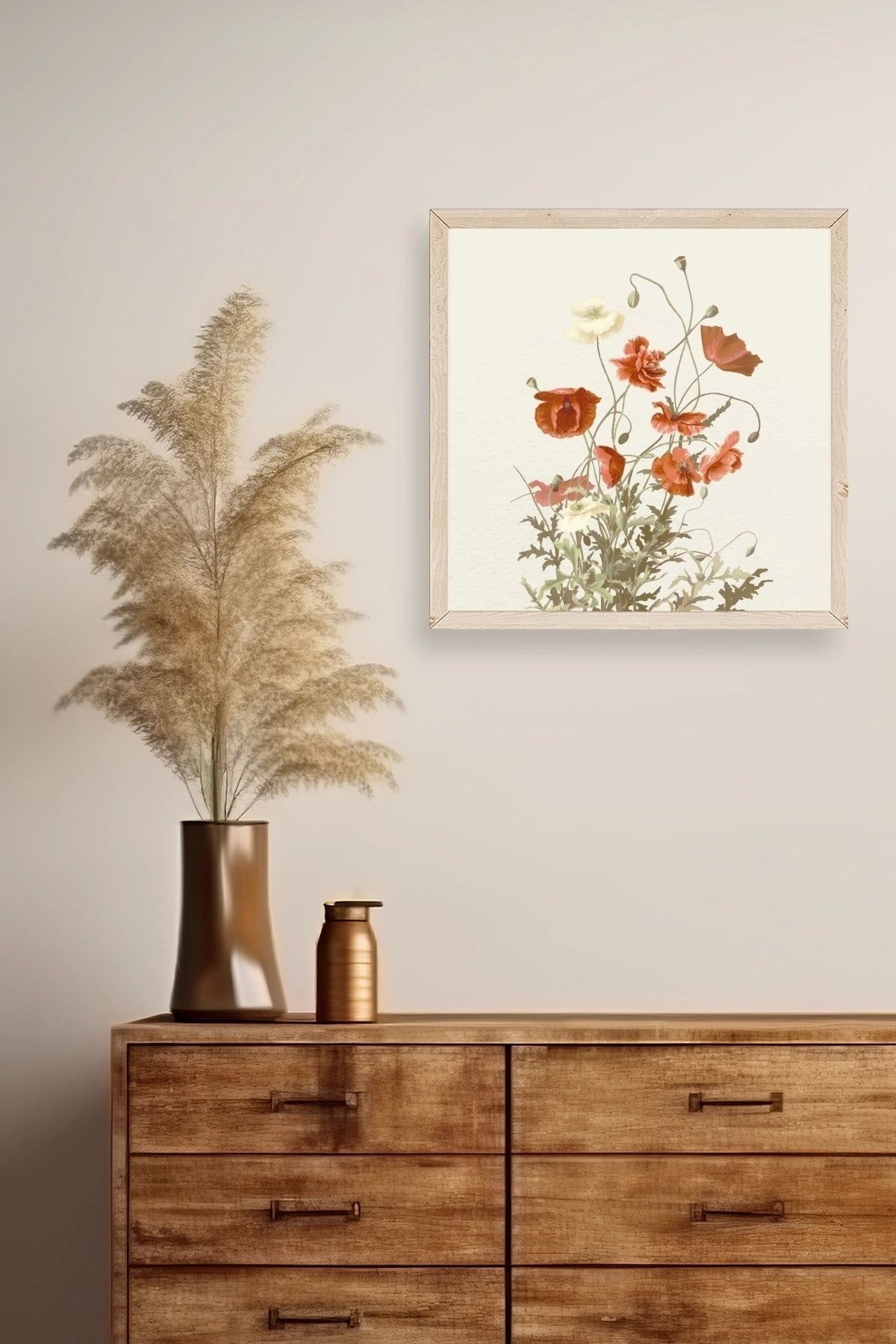 Çiçek Ahşap Çerçeveli Tablo 42 x 42