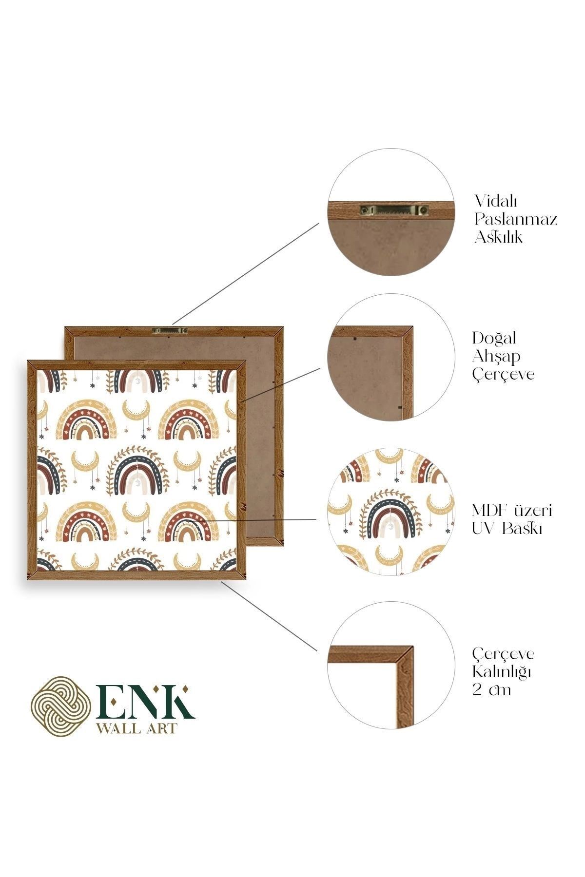 Gökkuşağı Ahşap Çerçeveli Tablo 23 x 23